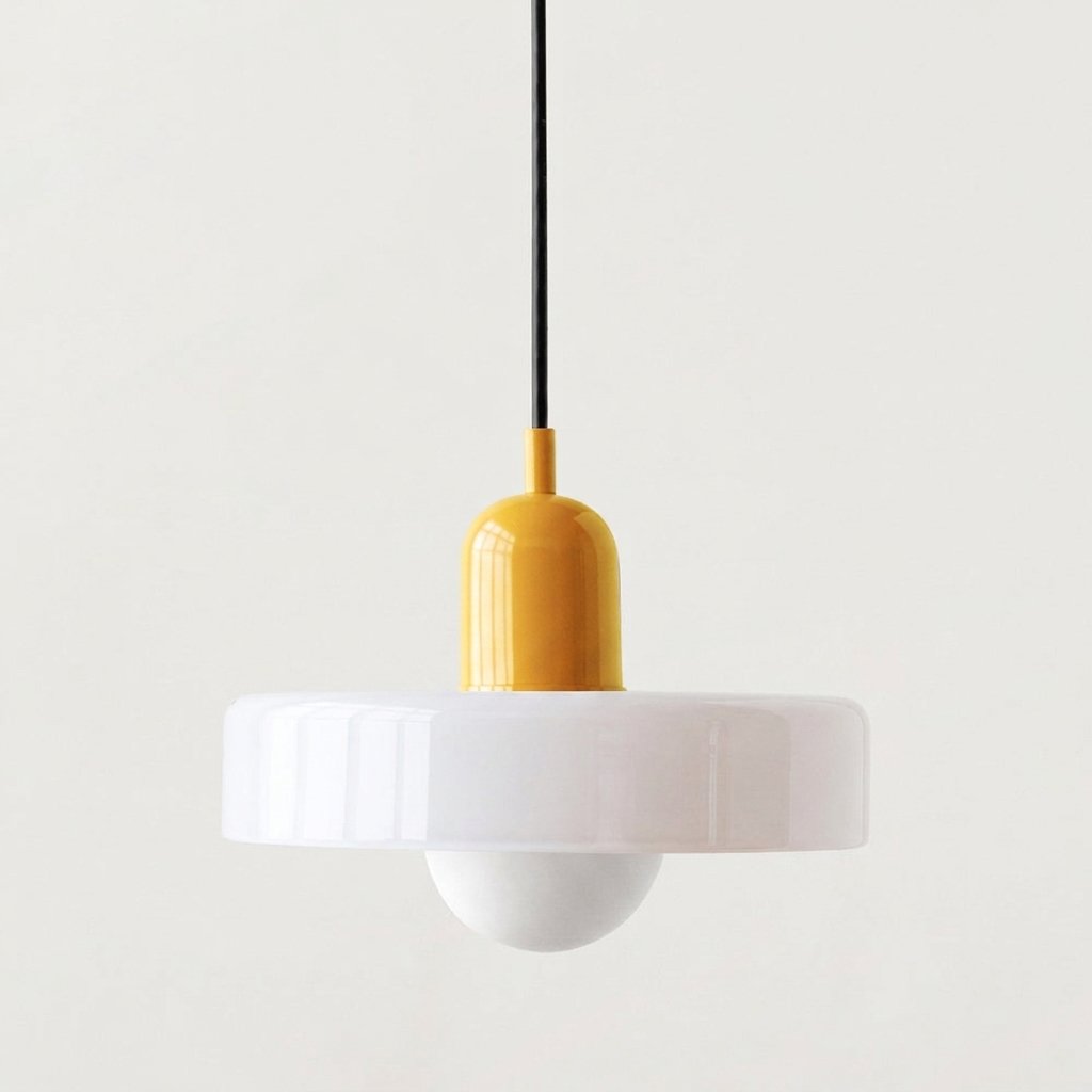 Bauhaus Glass Ring Pendant Light, Adjustable Height — Yellow