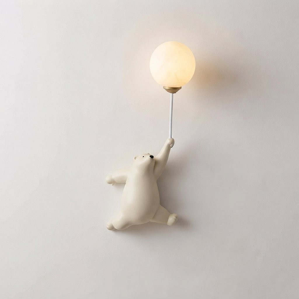 Bear Balloon Wall Lamp for Kids' Rooms — Left Polar Bear