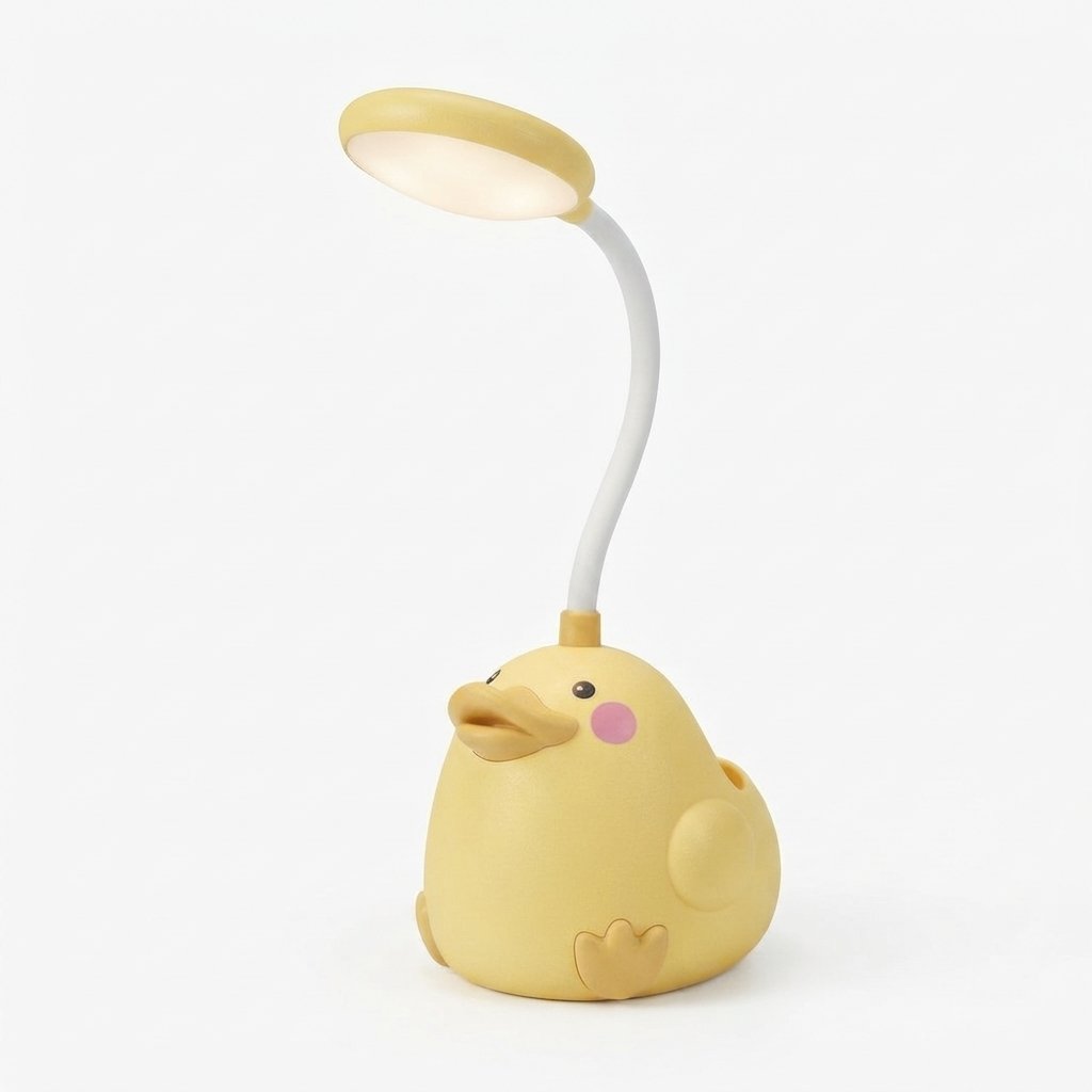 Duck LED Desk Lamp for Children with Flexible Neck — Yellow Square