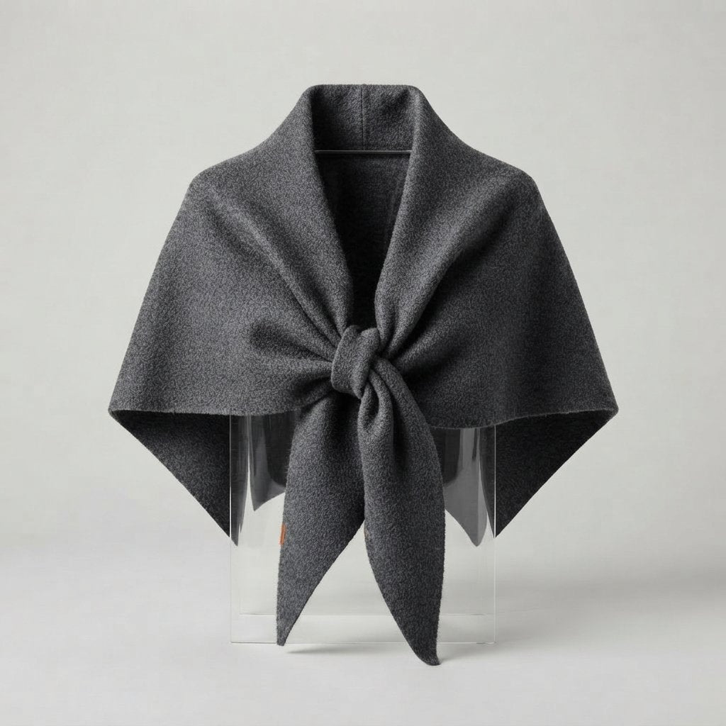 Knit Triangle Shawl Scarf, Wool-Feel, One Size — Dark Grey
