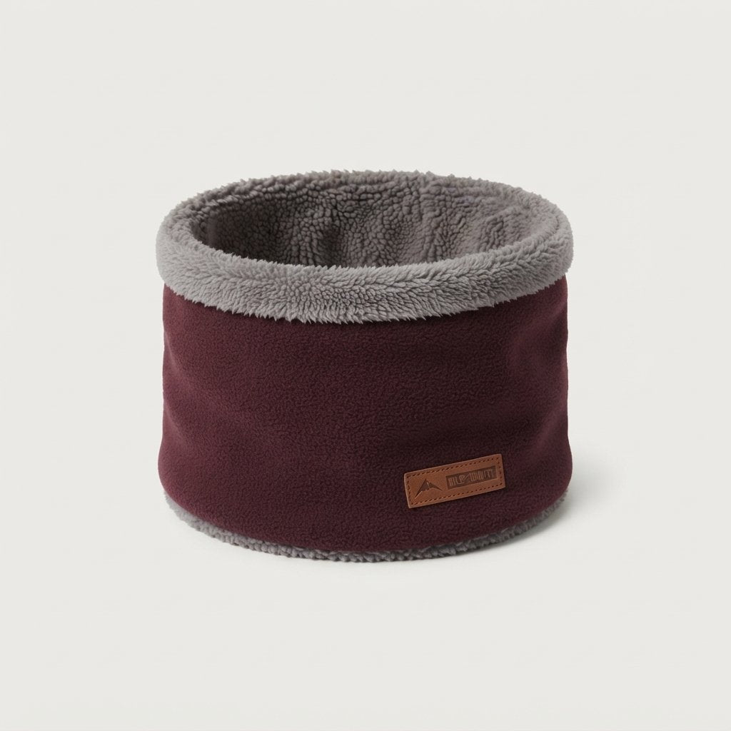 Knitted Neck Warmer with Plush Fleece Lining — Wine Red