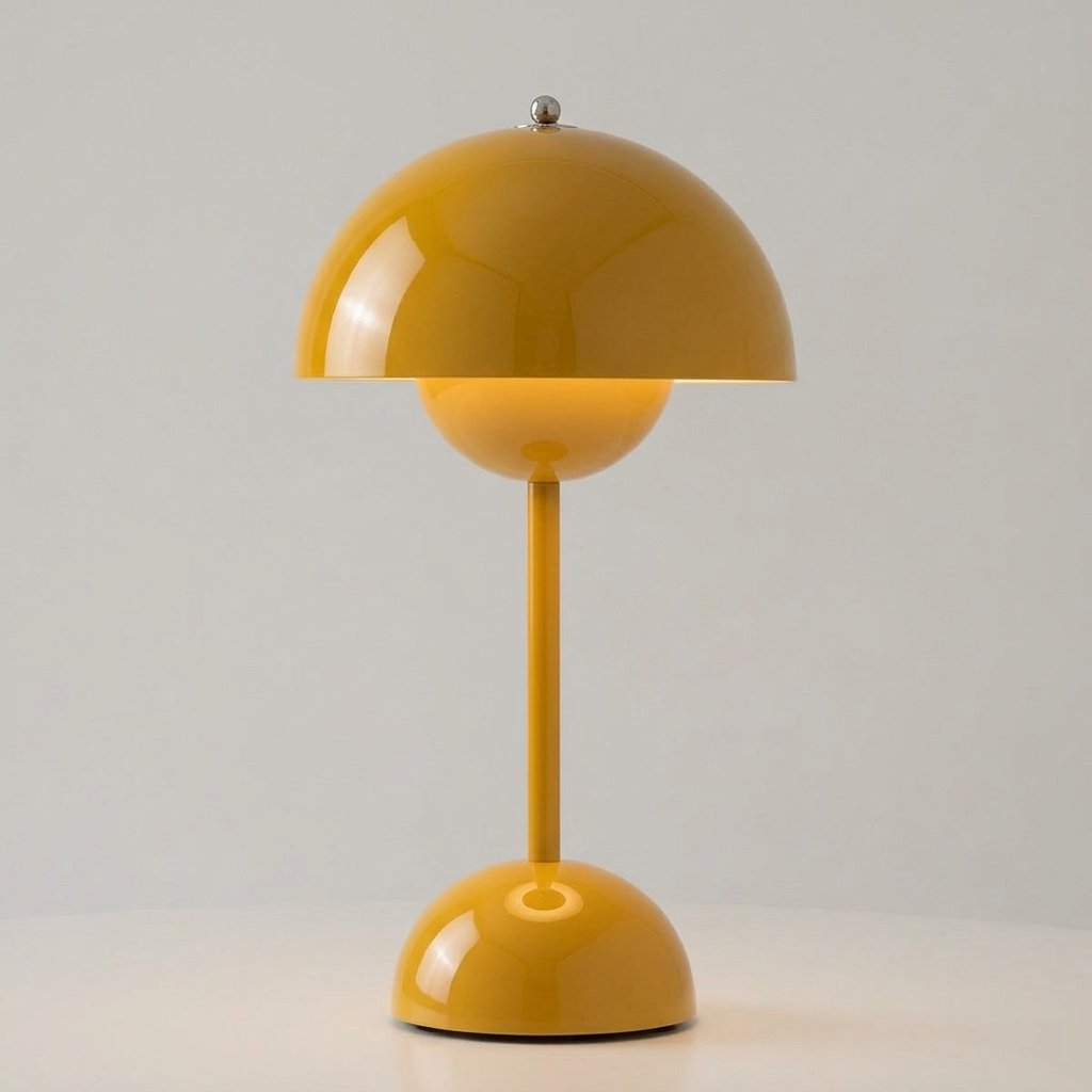 Mushroom Dome Table Lamp with Rounded Base — Yellow