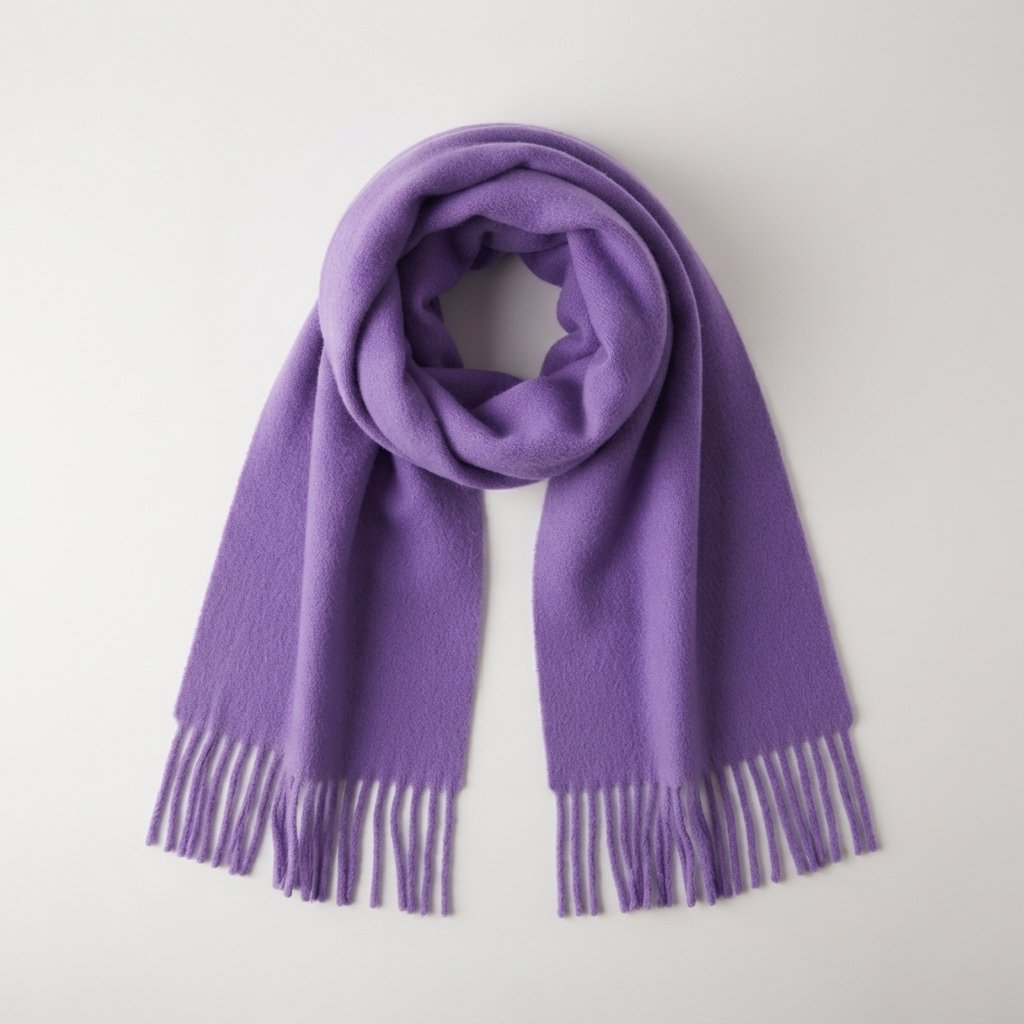 Oversized Plush Winter Scarf with Tassels — Purple