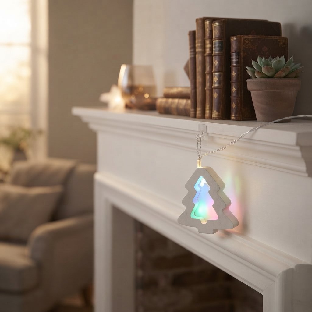 Paper Star LED Fairy Lights, Warm White, Indoor — Multi-Colour Christmas Tree