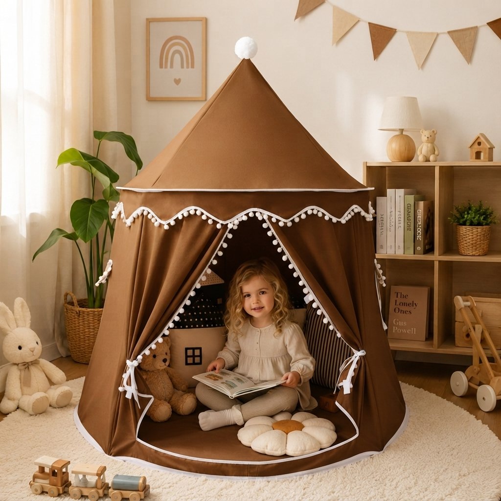 Kids Play Tent – Indoor Teepee for Toddlers & Children — Coffee
