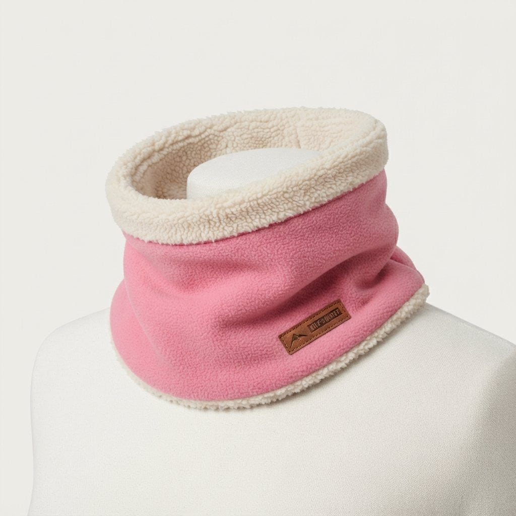 Knitted Neck Warmer with Plush Fleece Lining — Pink