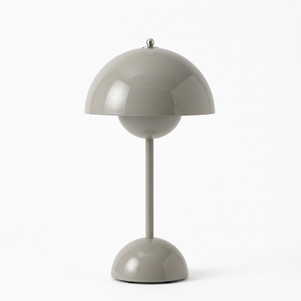 Mushroom Table Lamp, Cordless Rechargeable LED — Grey