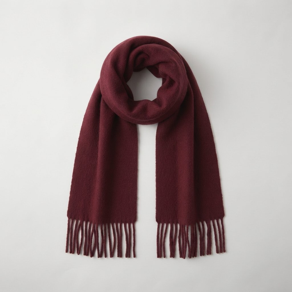 Oversized Plush Winter Scarf with Tassels — Maroon