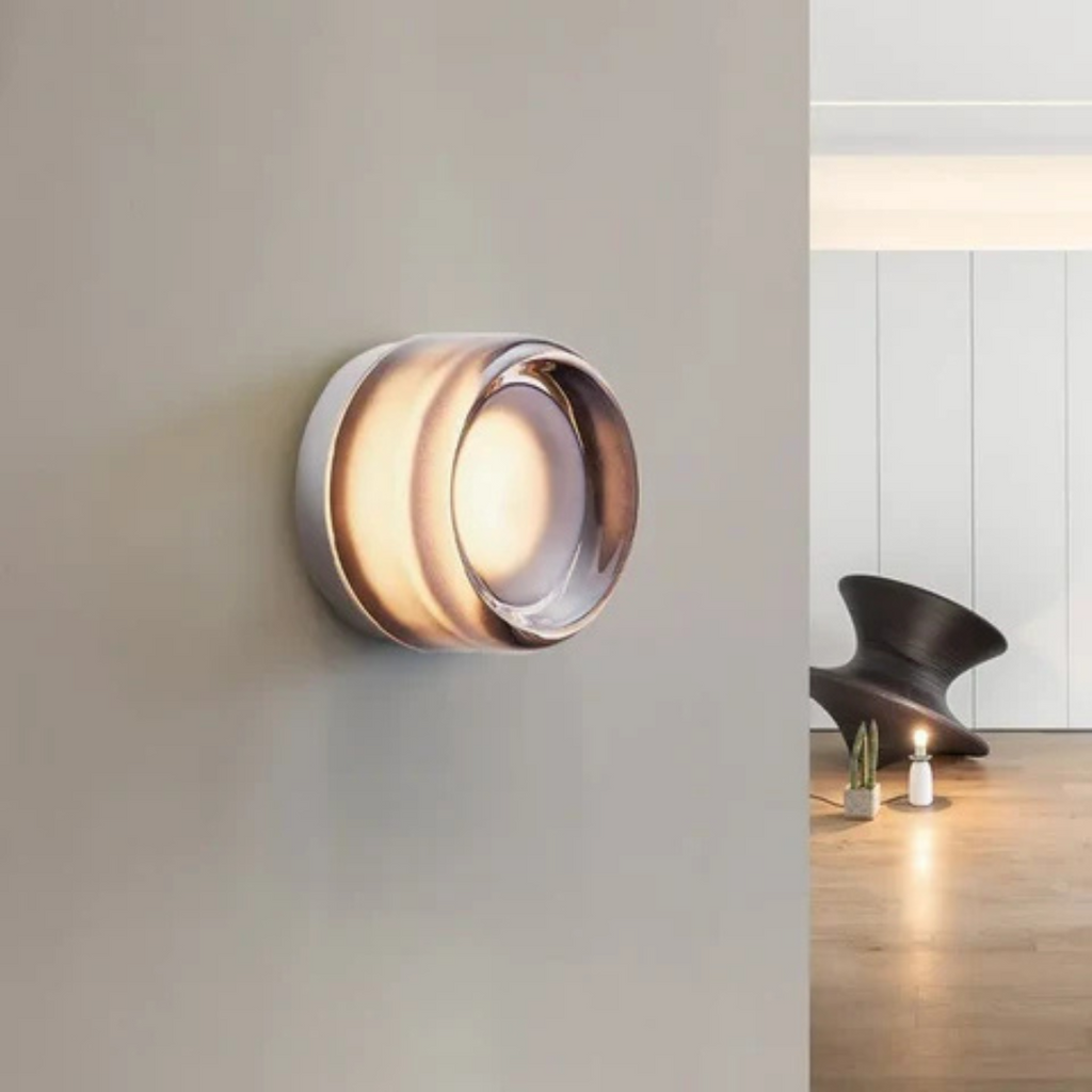 Round Glass Wall Sconce LED Amber Warm Light 5W