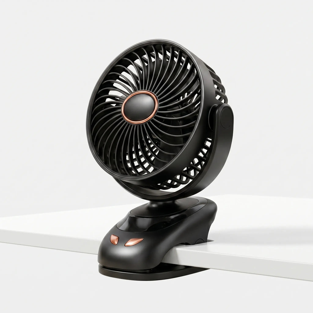 Aerocast™ -  Portable Rechargeable Clip Fan -  Cooling Personal Workspaces