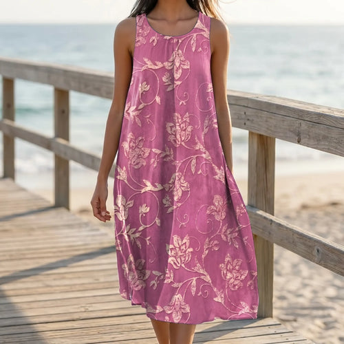 Amaryn™ -  Sleeveless Floral Midi Dress -  Casual Beach Walks