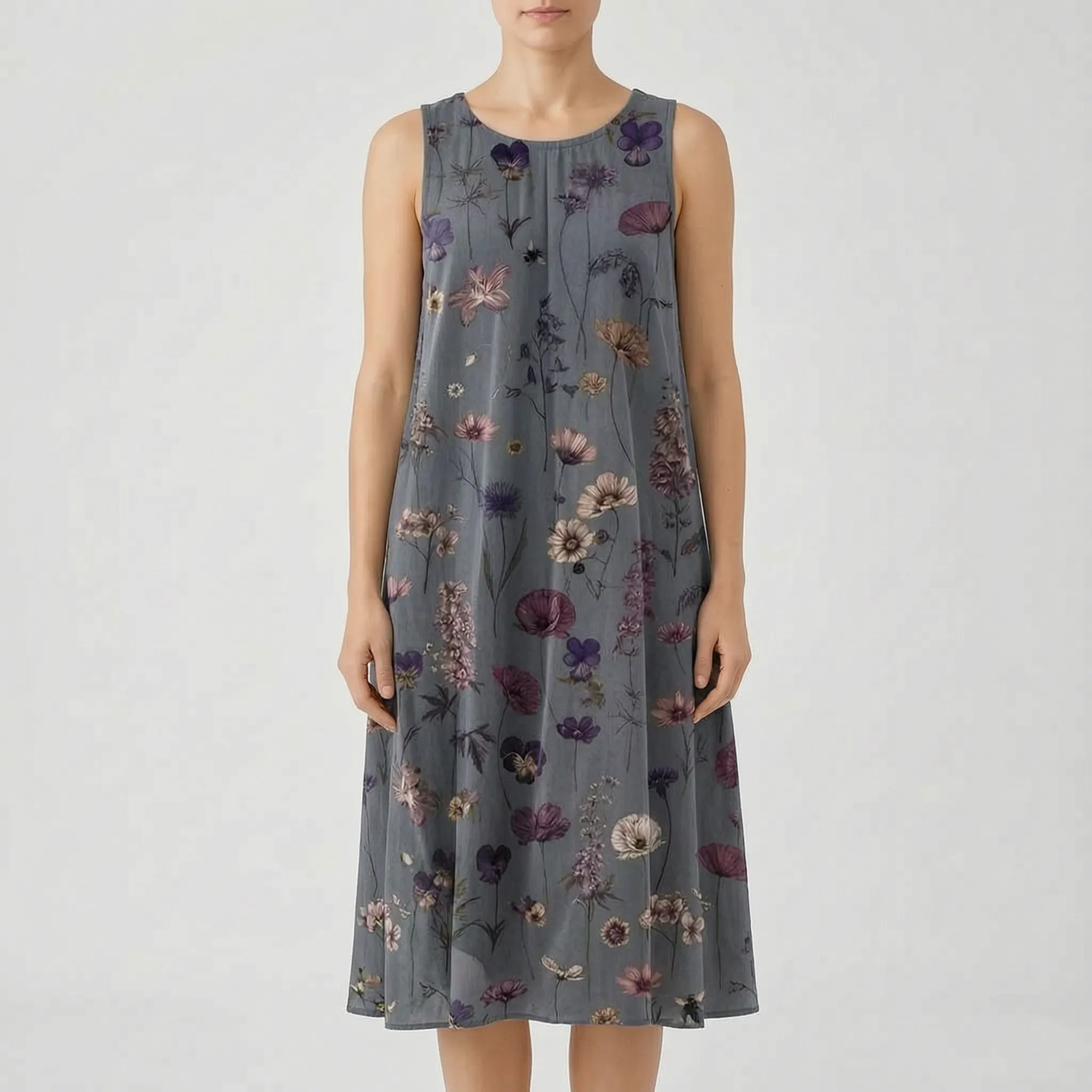 Amaryn™ -  Sleeveless Floral Midi Dress -  Casual Beach Walks