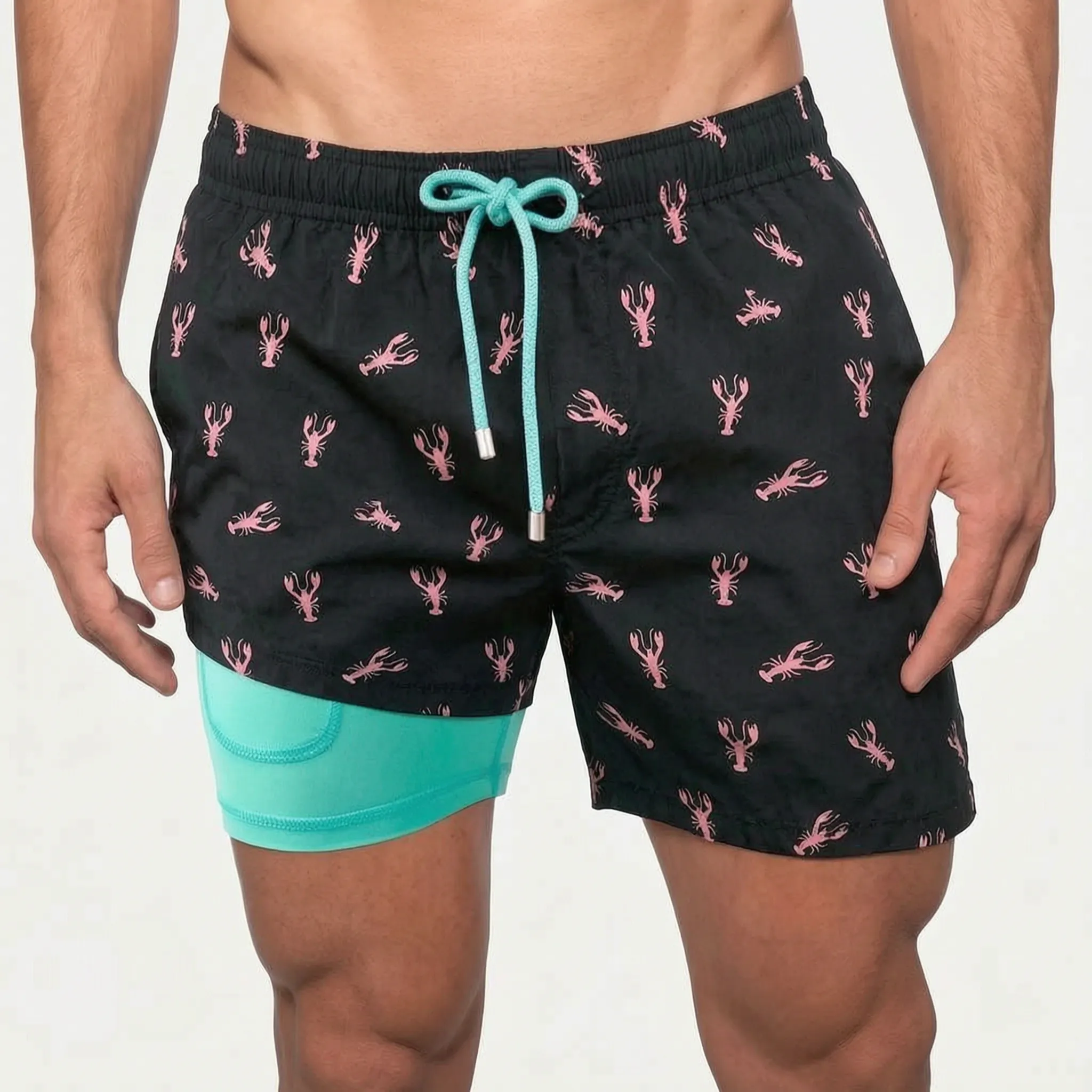 AquaStride™ -  Men's Lined Swim Shorts -  Ocean Swimming