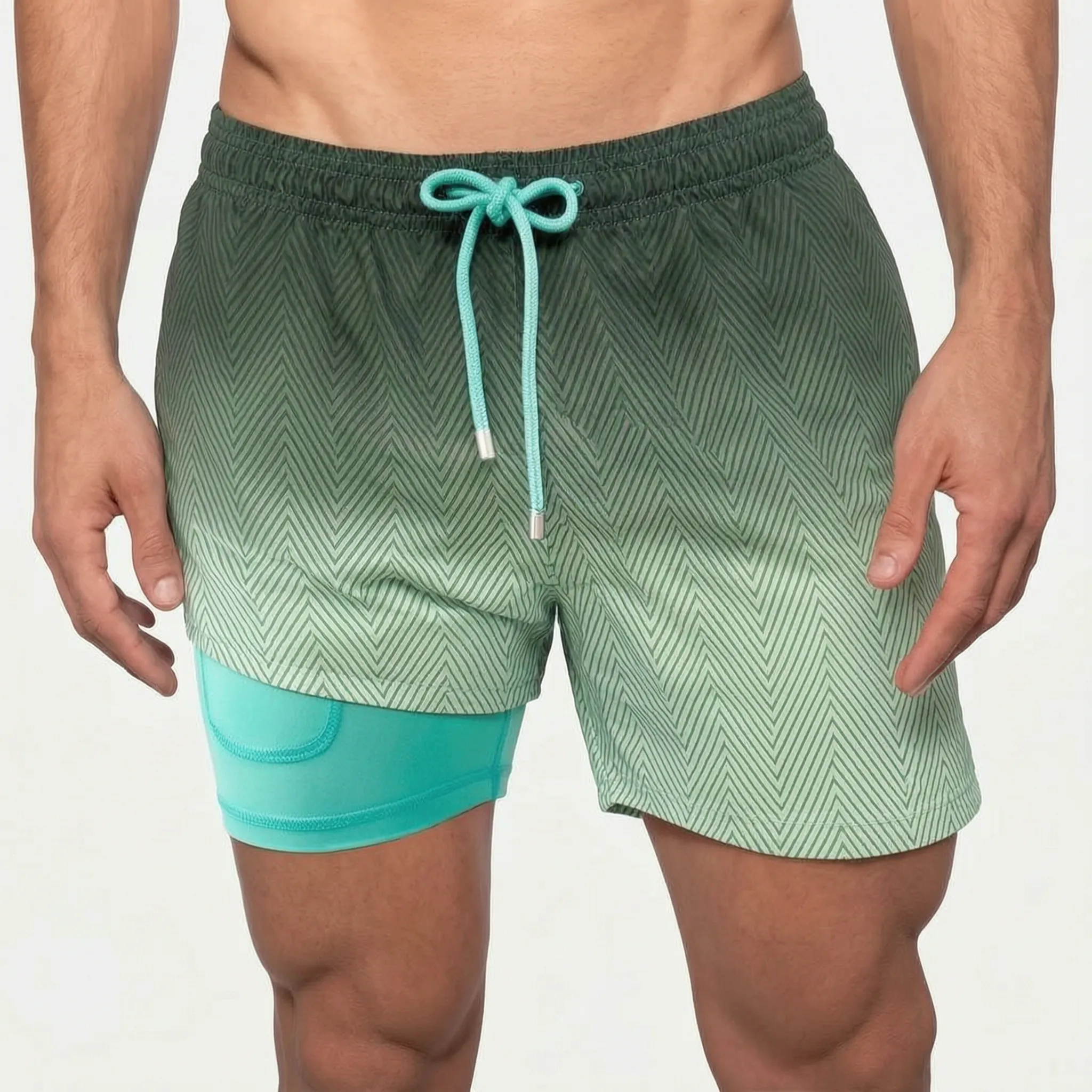 AquaStride™ -  Men's Lined Swim Shorts -  Ocean Swimming