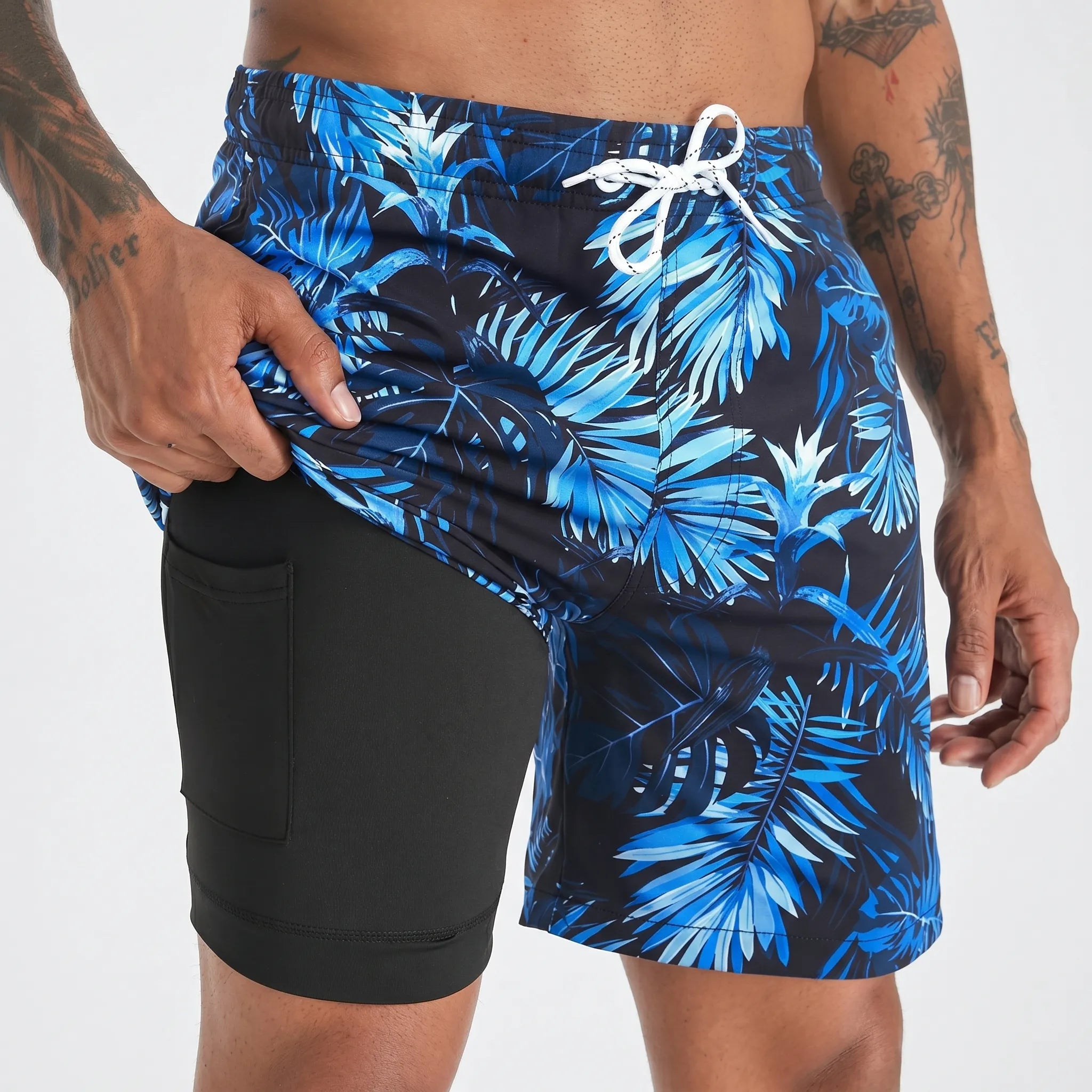 AquaStride™ -  Men's Lined Swim Shorts -  Ocean Swimming