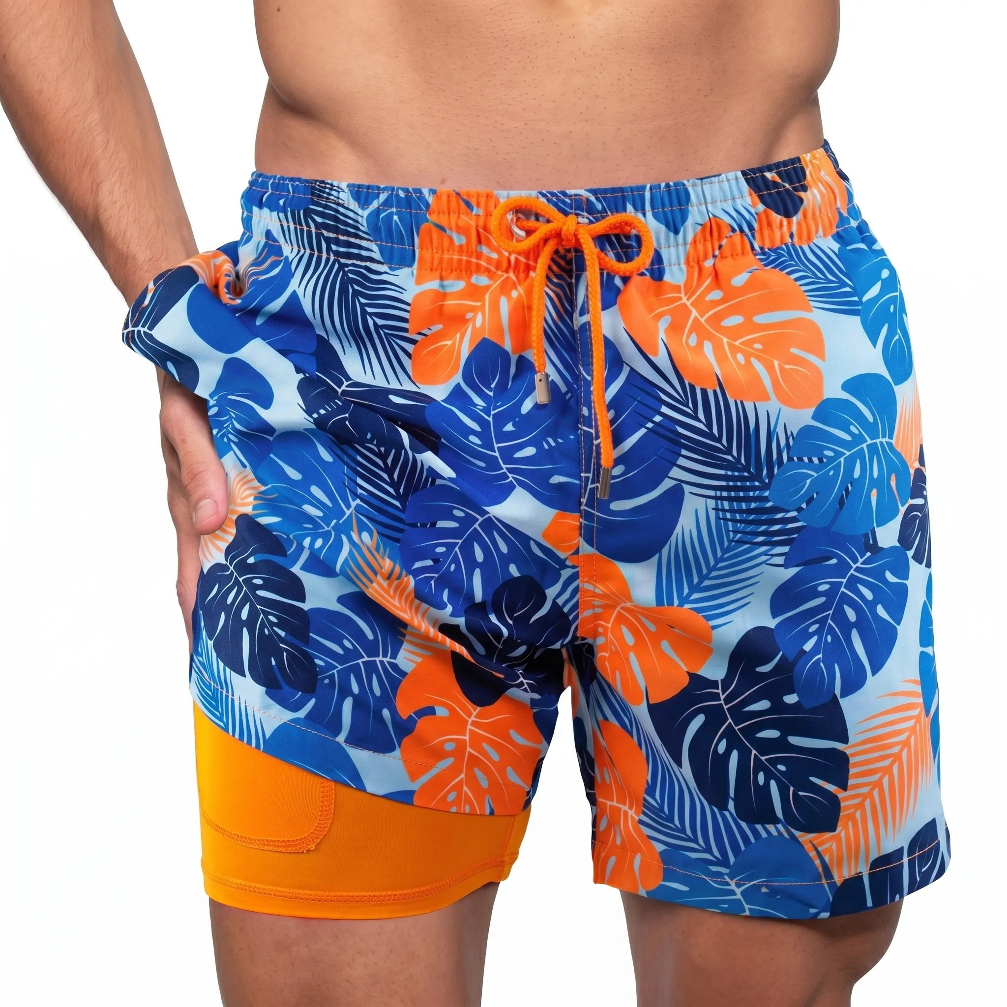 AquaStride™ -  Men's Lined Swim Shorts -  Ocean Swimming