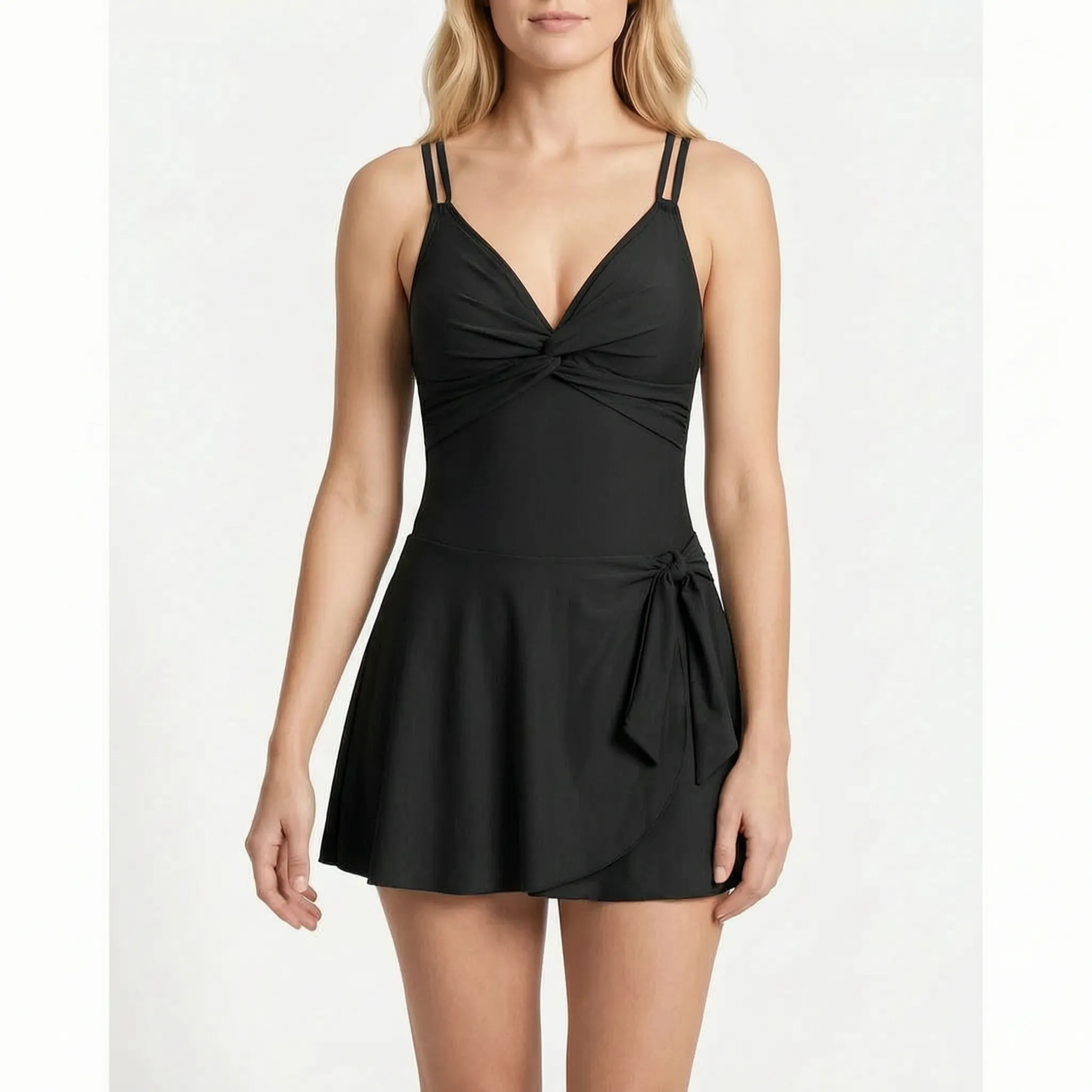 Aqualine™ -  Skirted One-Piece Swimsuit -  Poolside Lounging