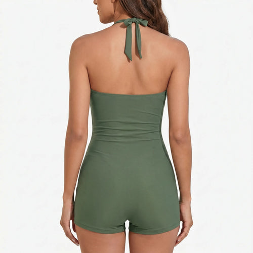 Aqualuna™ -  Ruched Boyleg Swimsuit -  Beach Holidays
