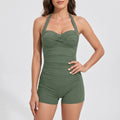 Aqualuna™ -  Ruched Boyleg Swimsuit -  Beach Holidays