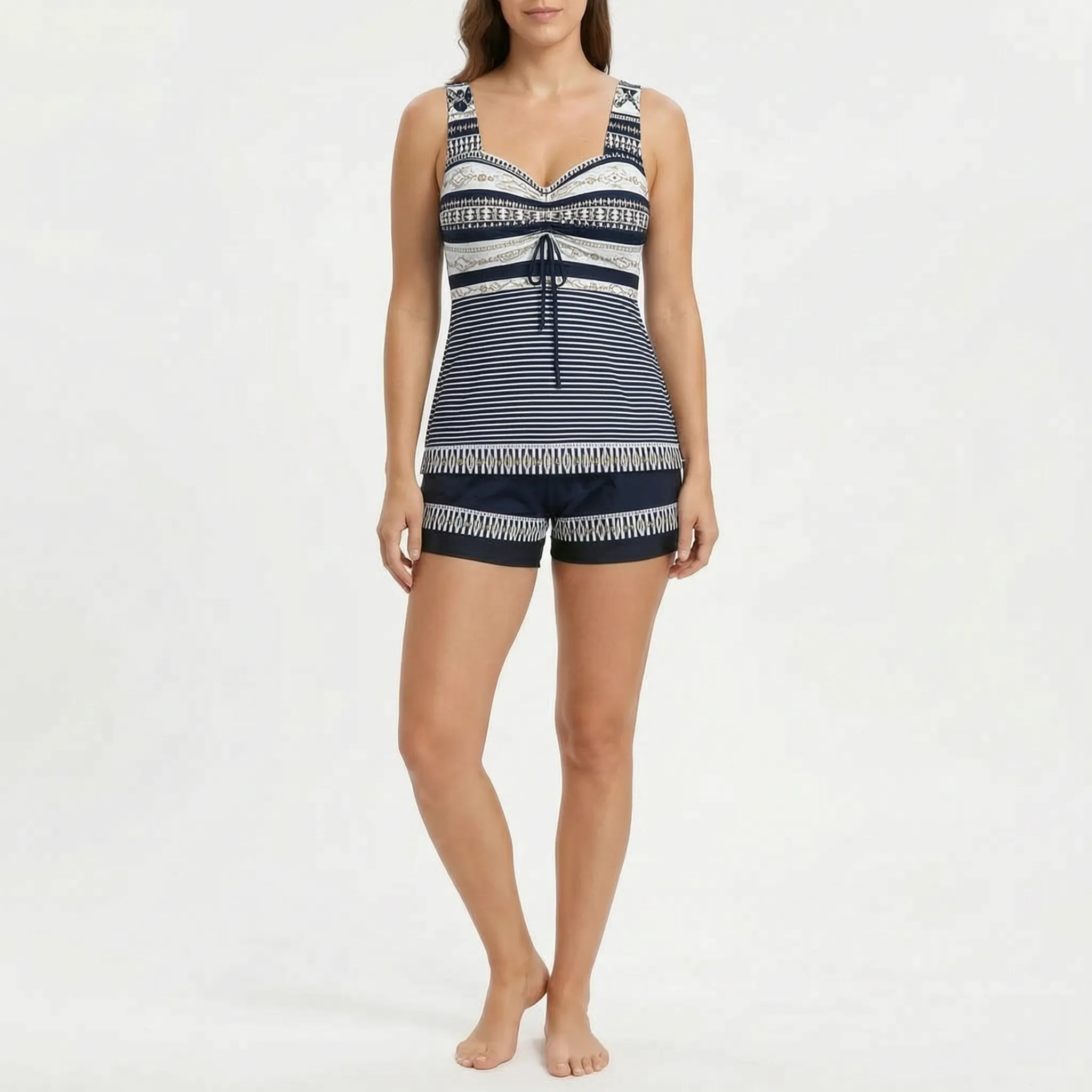 Aqualyn™ -  Printed Geometric Tankini Set -  Beach Holidays