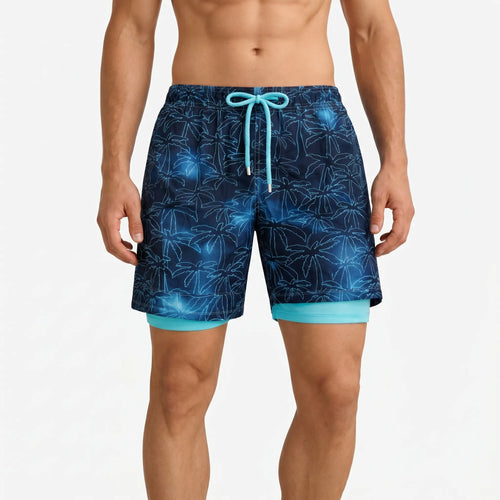 Aquamove™ -  Men's Printed Swim Shorts -  Swimming In The Sea