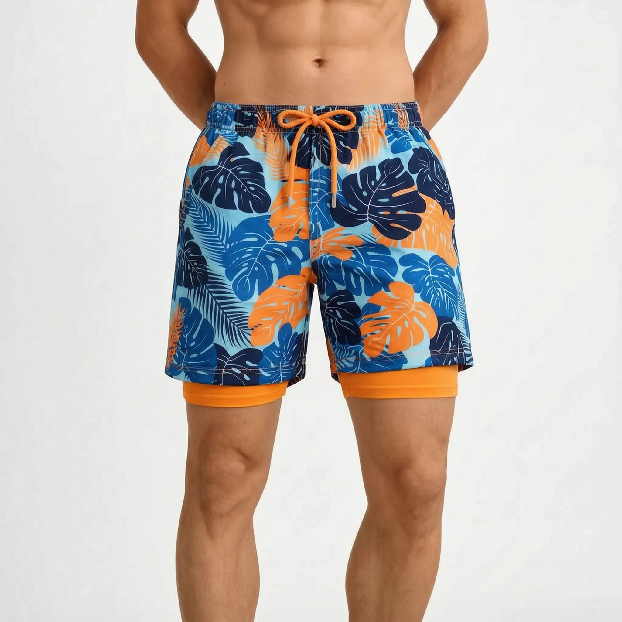Aquamove™ -  Men's Printed Swim Shorts -  Swimming In The Sea