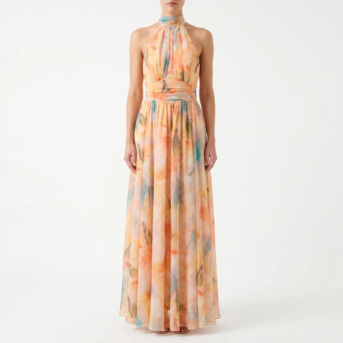 Artara™ -  Halter Neck Printed Maxi Dress -  Attending Summer Weddings