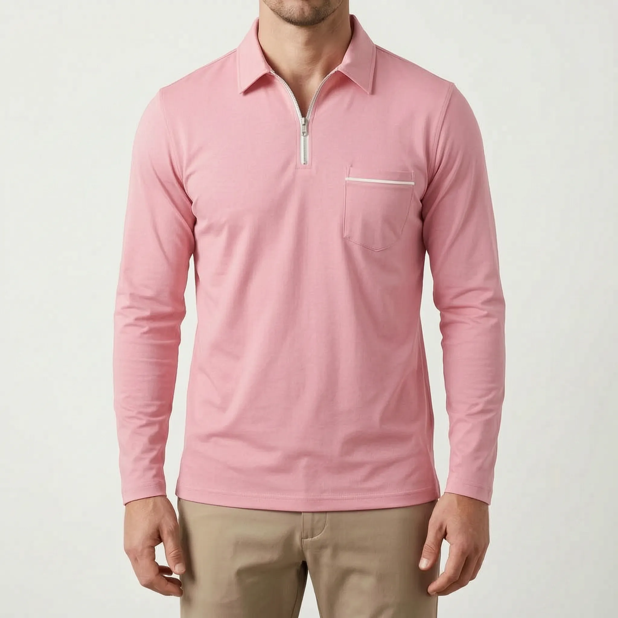 Aulorix™ -  Men's Long-Sleeve Polo Shirt -  Smart Casual Office Wear