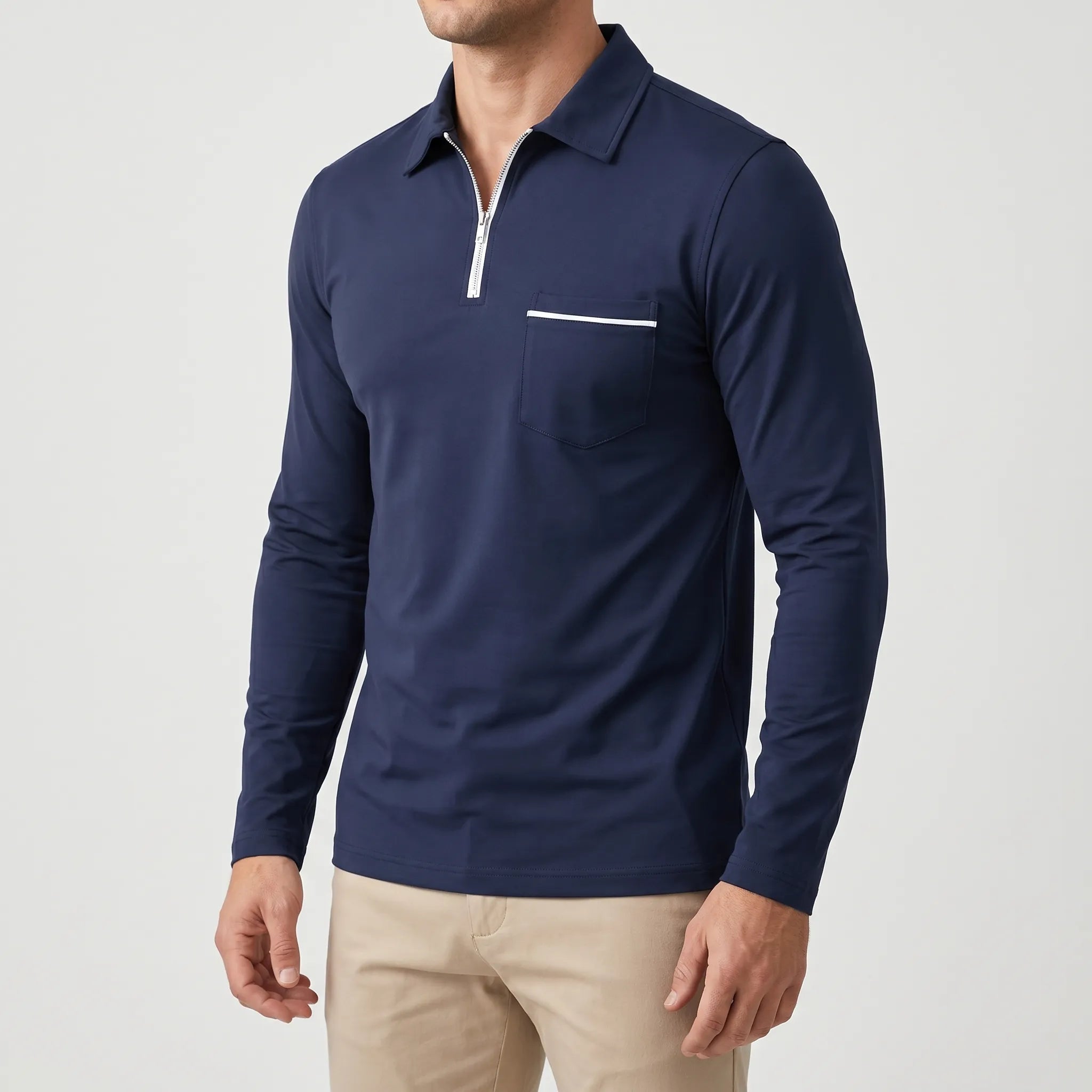 Aulorix™ -  Men's Long-Sleeve Polo Shirt -  Smart Casual Office Wear