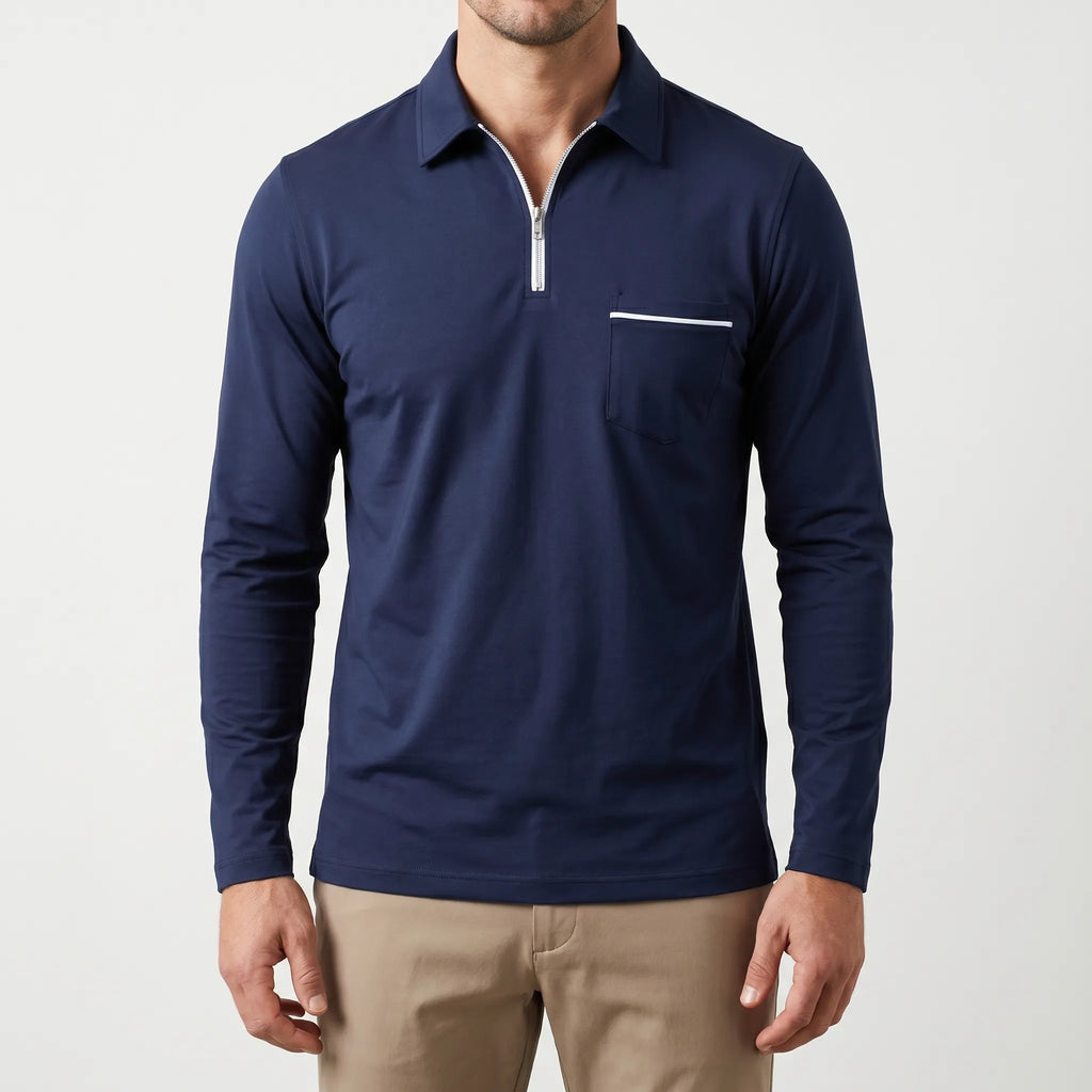 Aulorix™ -  Men's Long-Sleeve Polo Shirt -  Smart Casual Office Wear