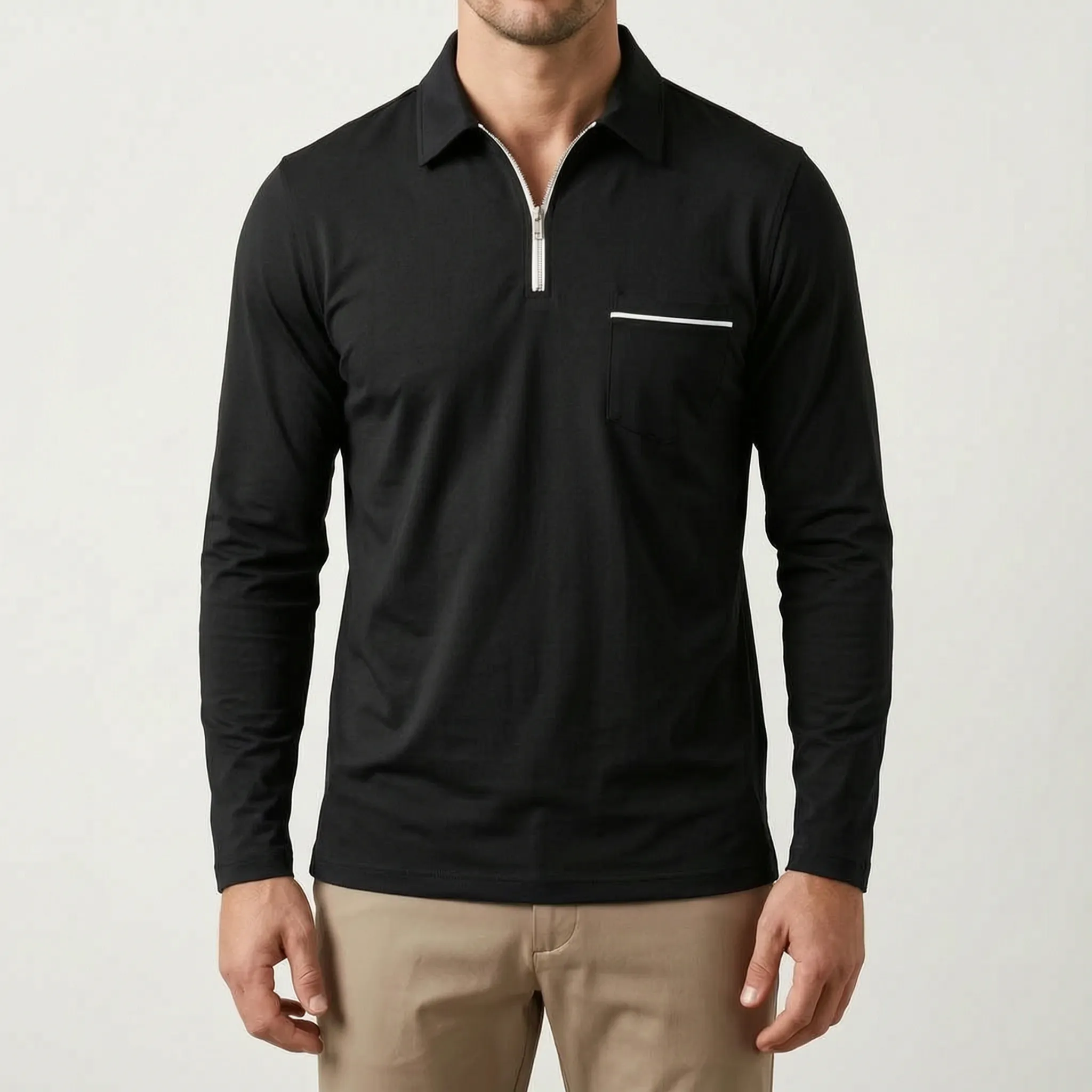 Aulorix™ -  Men's Long-Sleeve Polo Shirt -  Smart Casual Office Wear