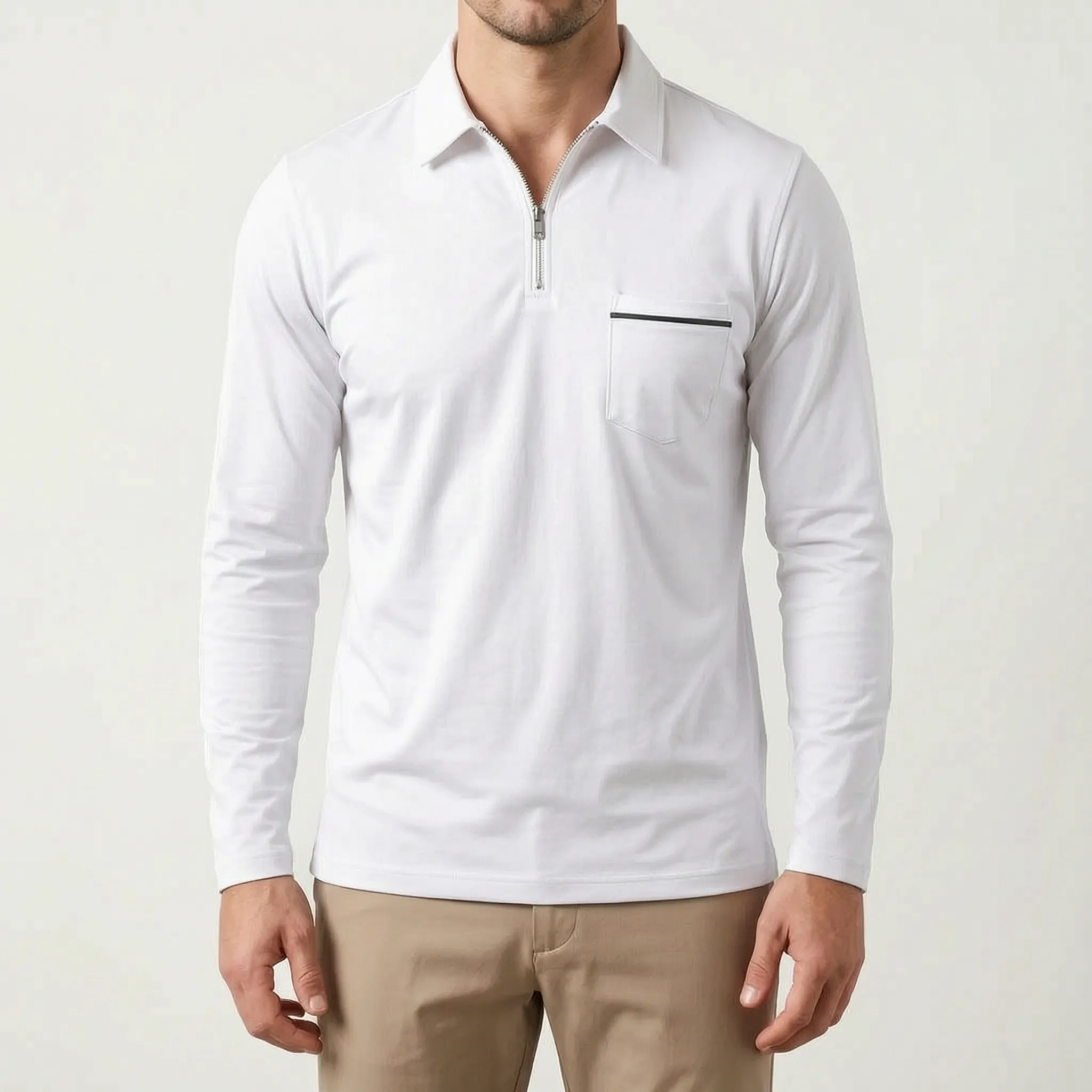 Aulorix™ -  Men's Long-Sleeve Polo Shirt -  Smart Casual Office Wear