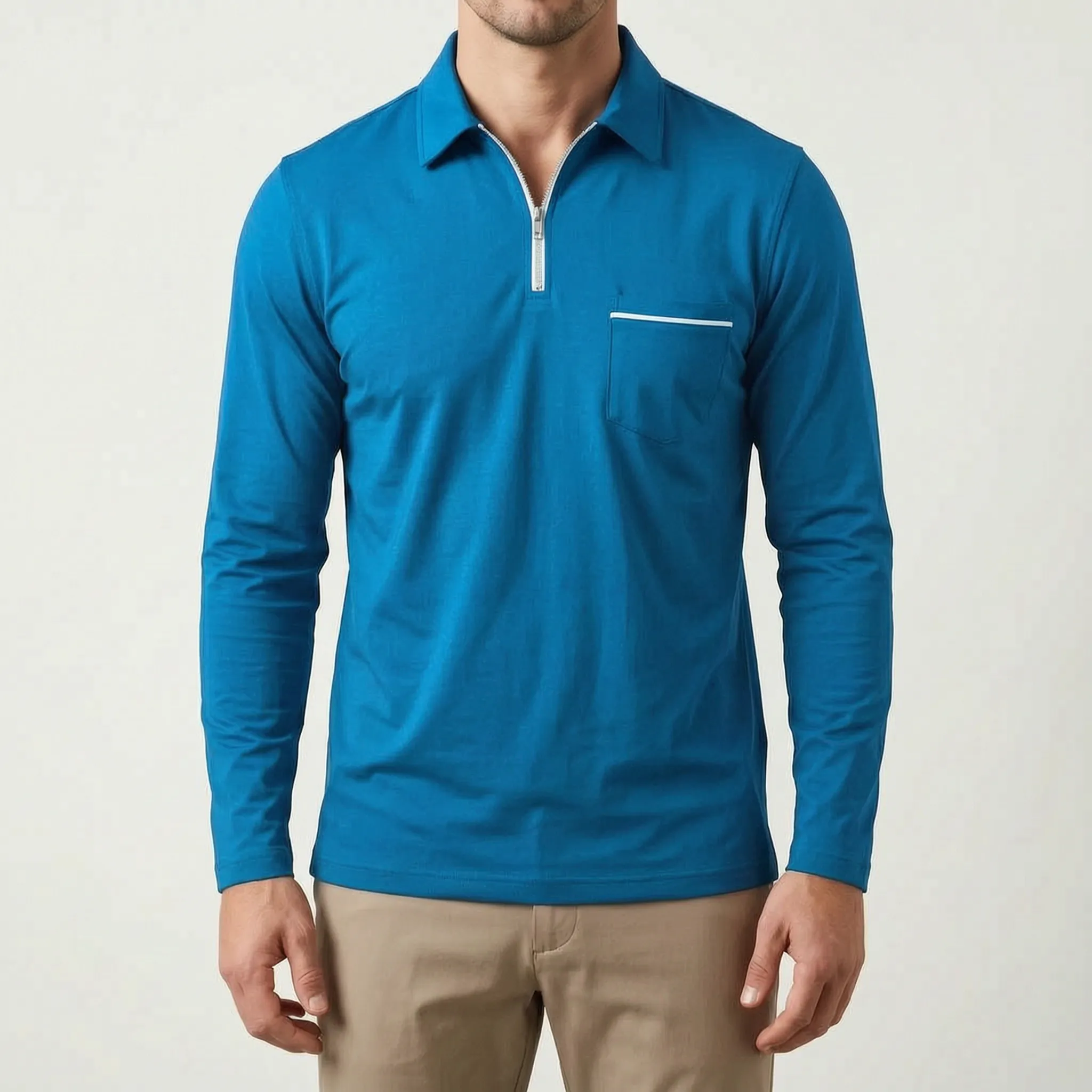 Aulorix™ -  Men's Long-Sleeve Polo Shirt -  Smart Casual Office Wear