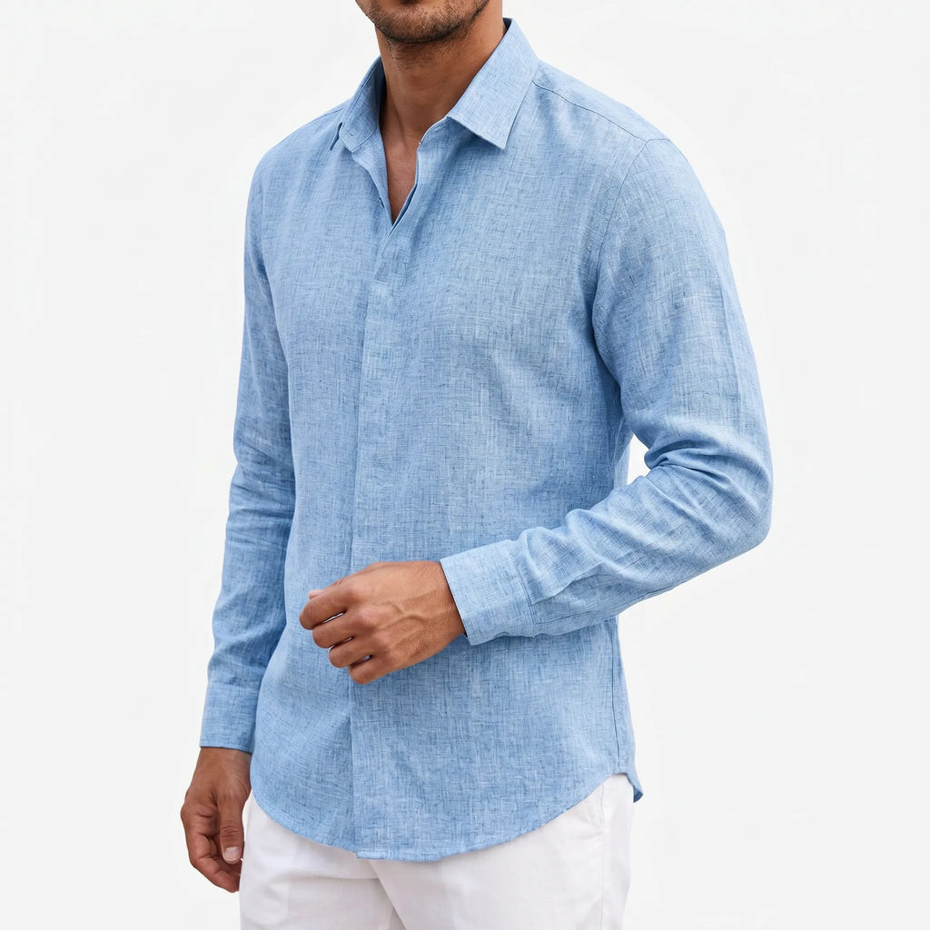 Auraloom™ -  Men's Long-Sleeve Smart Casual Shirt -  Smart-Casual Dining