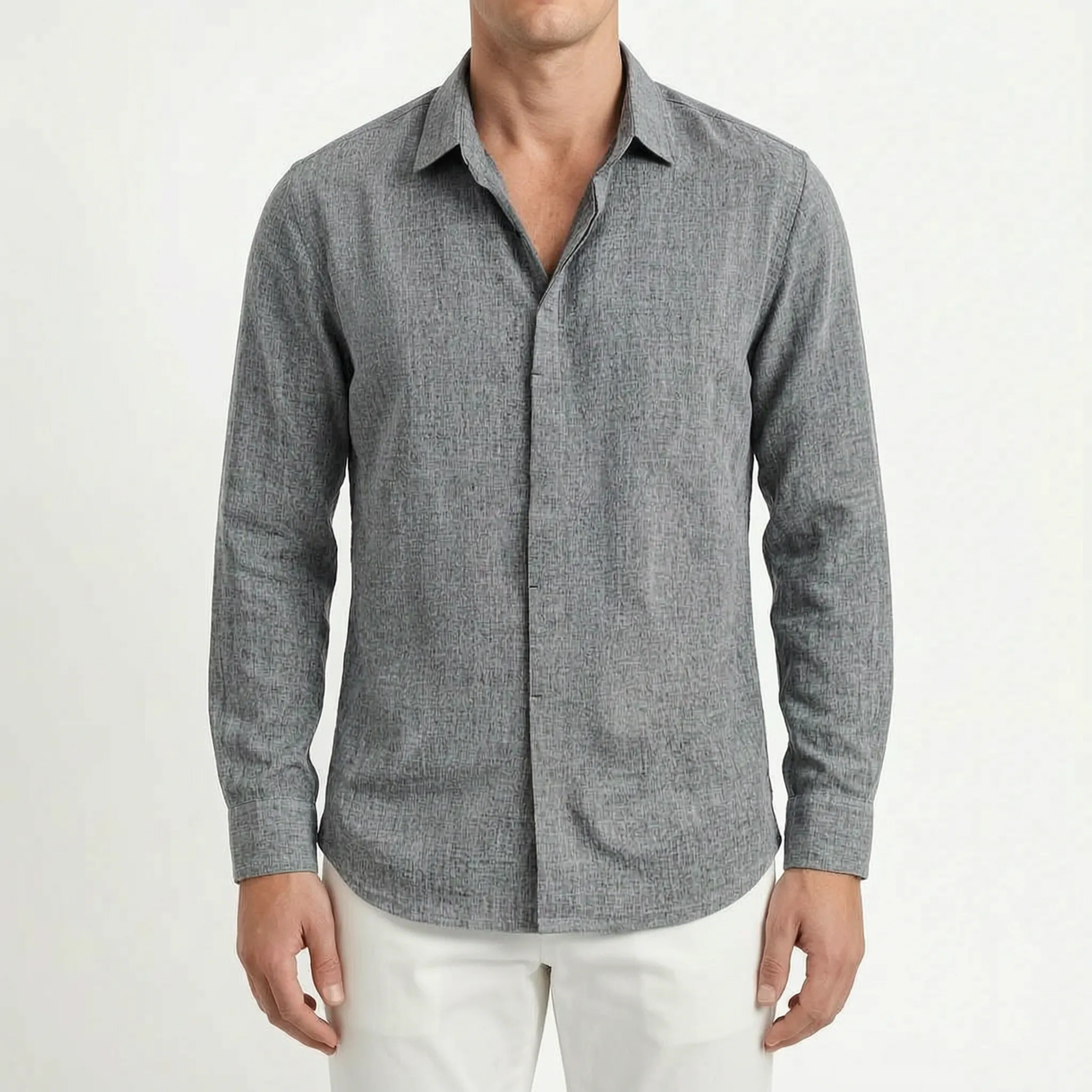 Auraloom™ -  Men's Long-Sleeve Smart Casual Shirt -  Smart-Casual Dining