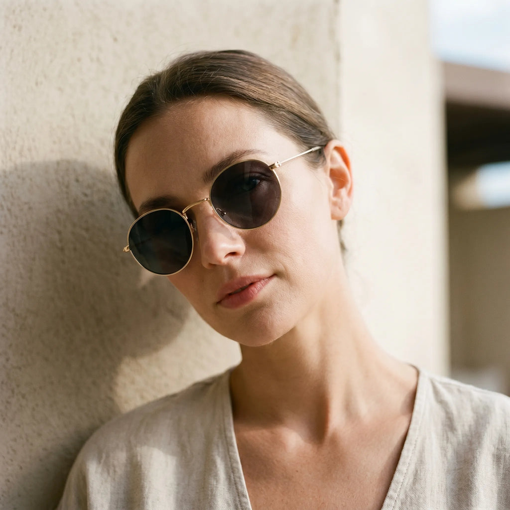 Auriana™ -  Round Metal Frame Sunglasses -  Driving In Glare