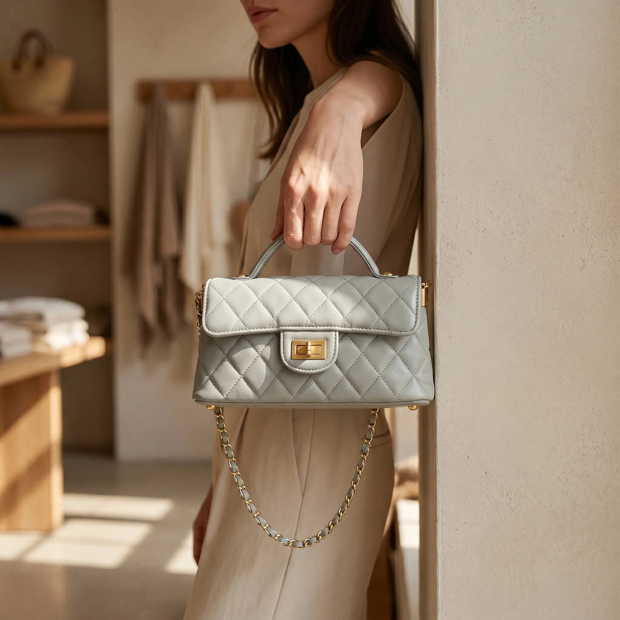 Aurisse™ -  Quilted Top Handle Bag -  Evening Social Events