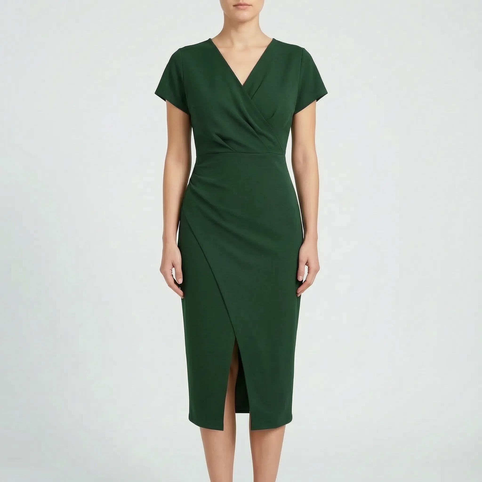 Aveline™ -  Wrap Style Midi Dress -  Wedding Guest Attire