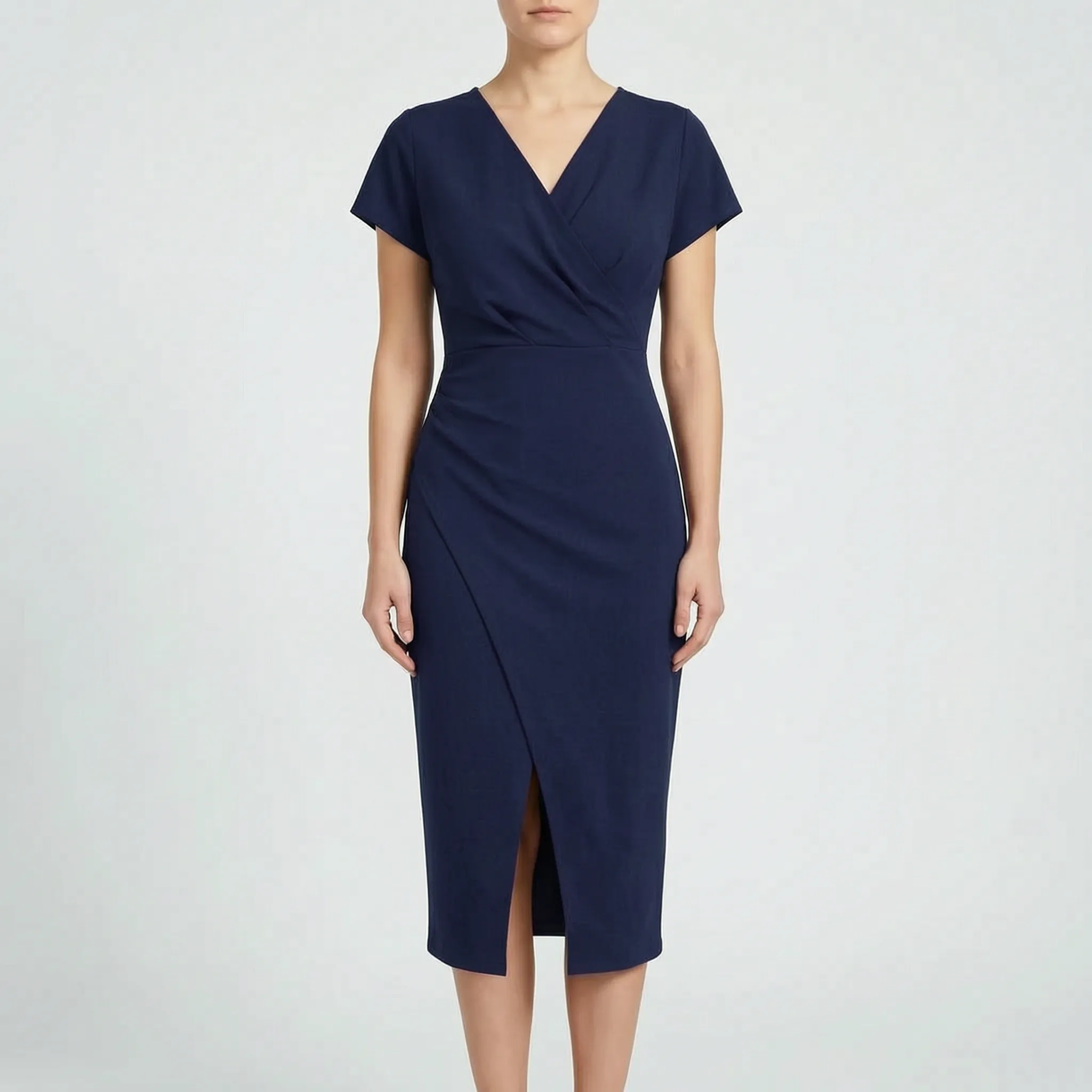 Aveline™ -  Wrap Style Midi Dress -  Wedding Guest Attire