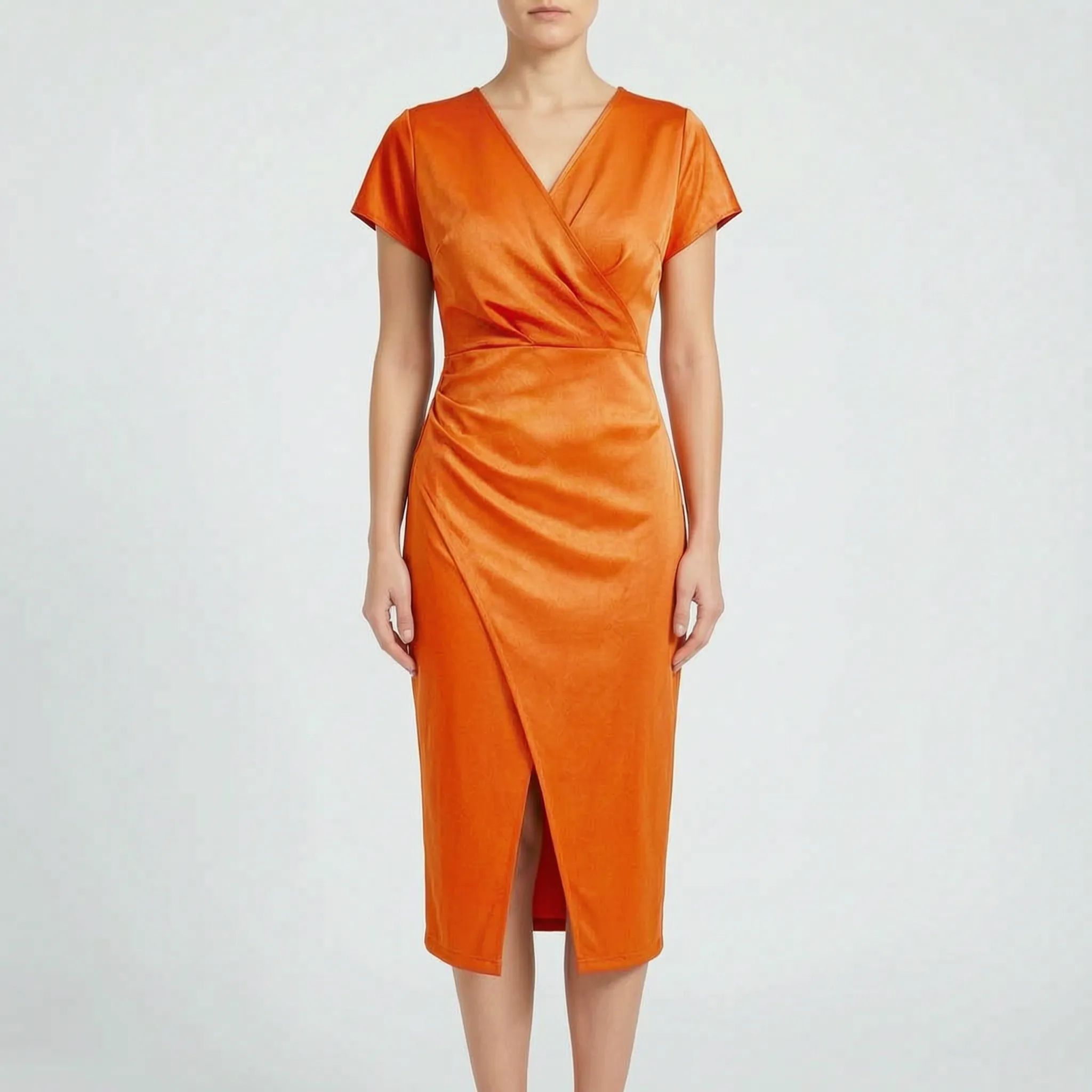 Aveline™ -  Wrap Style Midi Dress -  Wedding Guest Attire