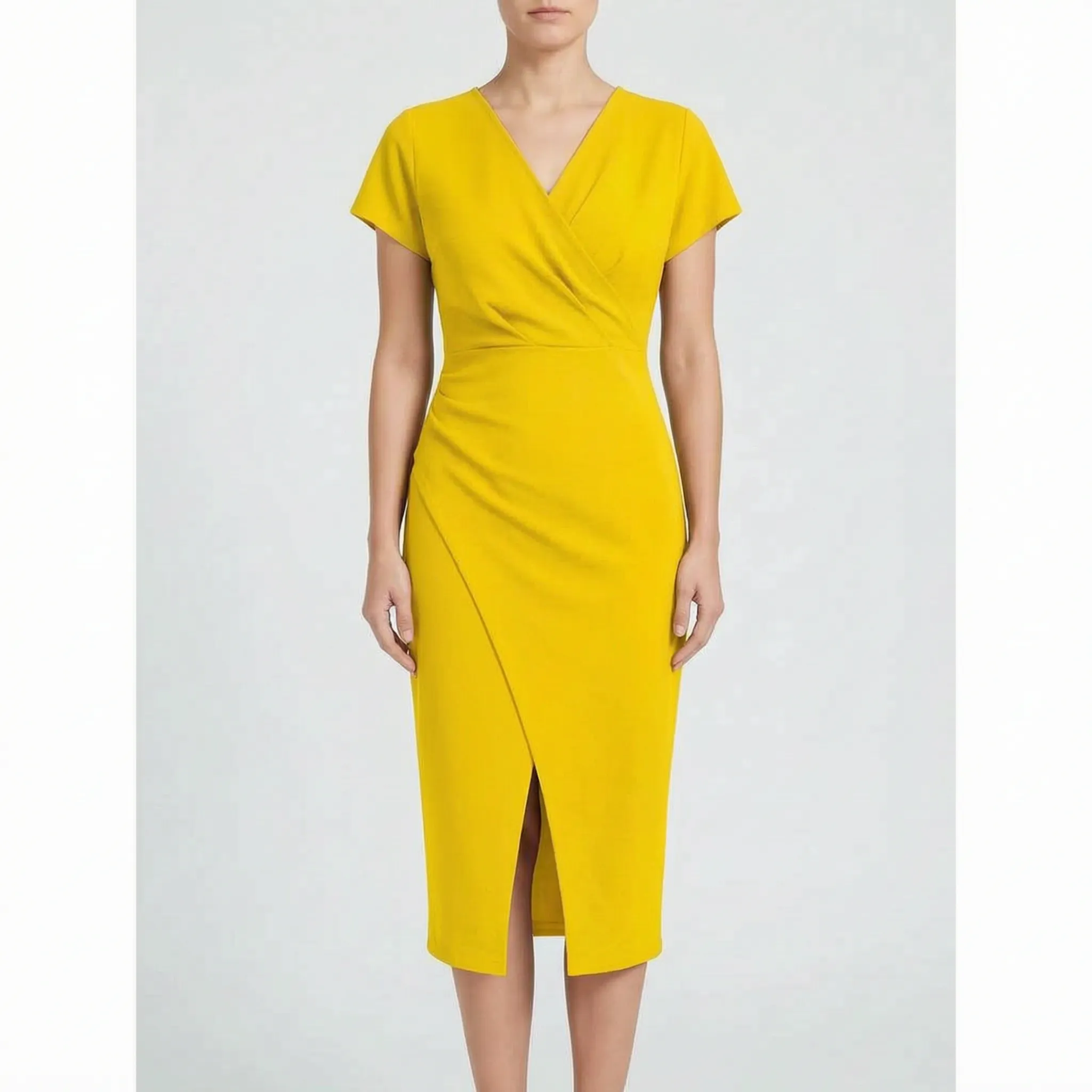 Aveline™ -  Wrap Style Midi Dress -  Wedding Guest Attire