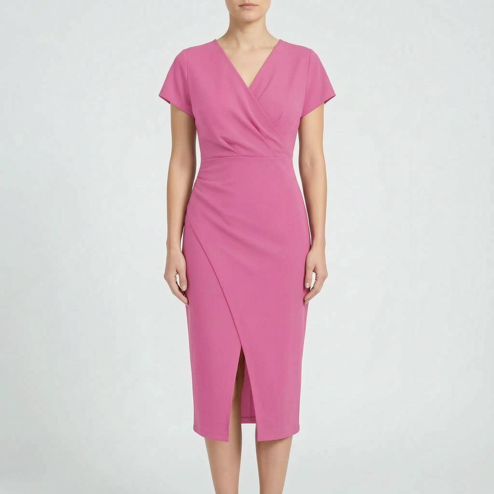 Aveline™ -  Wrap Style Midi Dress -  Wedding Guest Attire