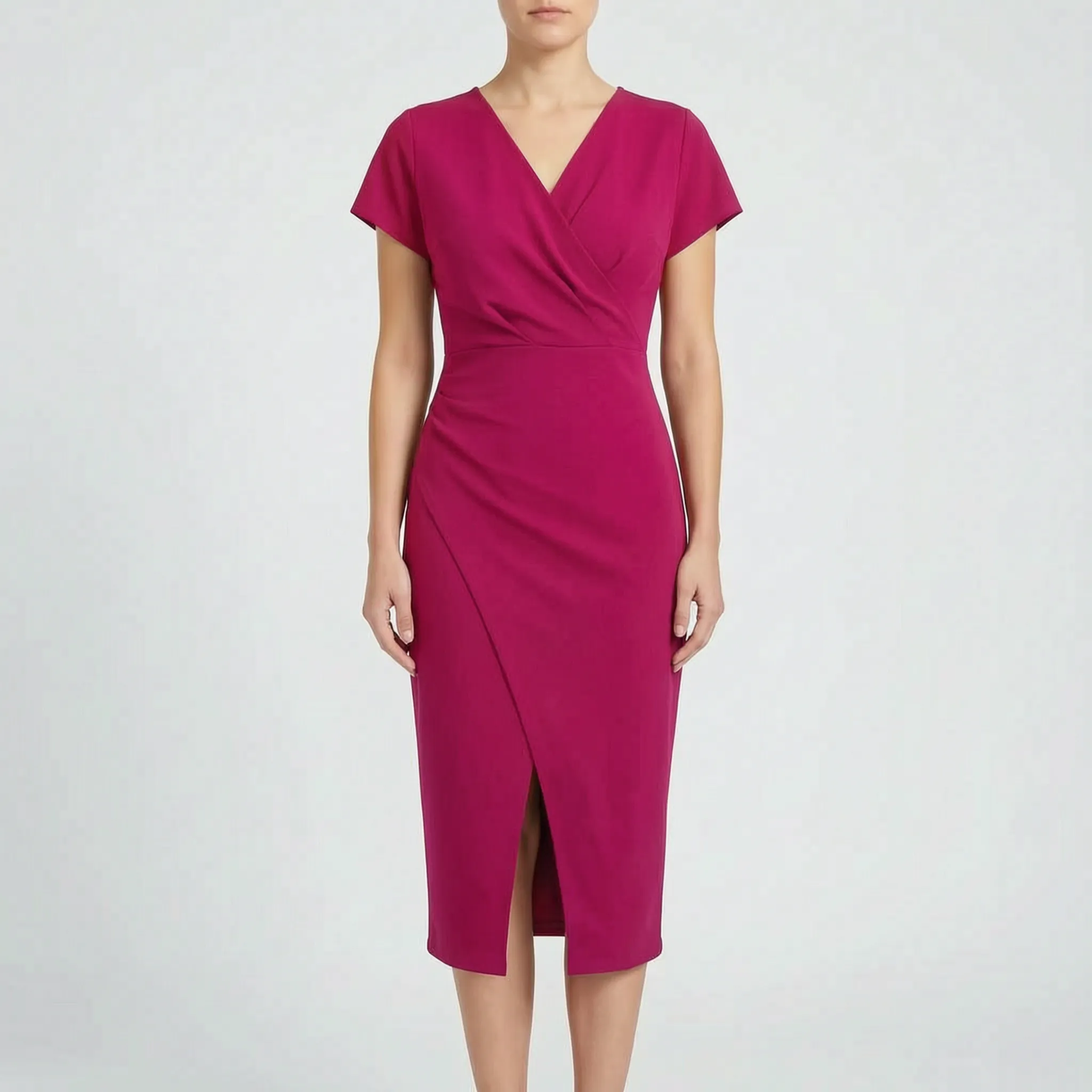 Aveline™ -  Wrap Style Midi Dress -  Wedding Guest Attire