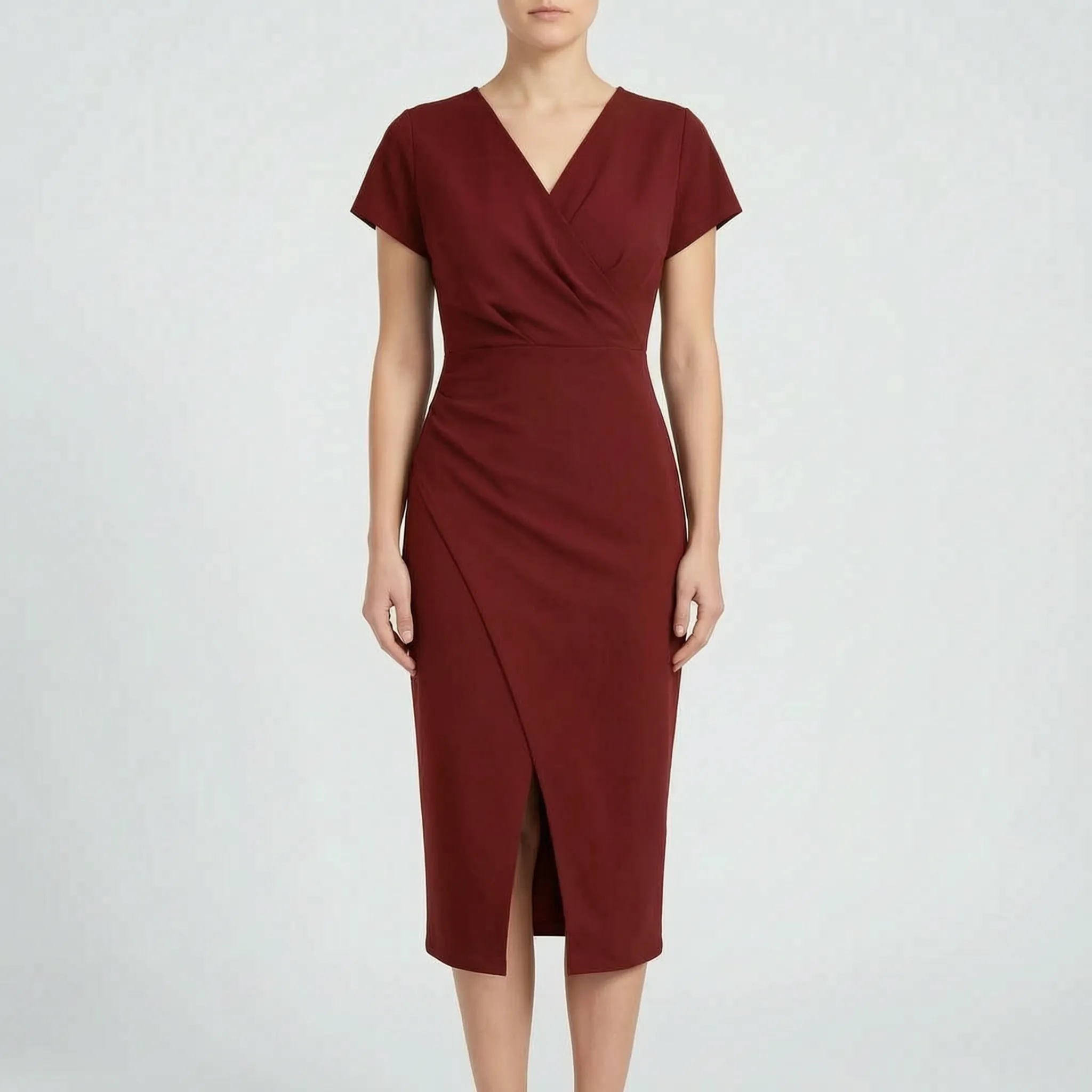 Aveline™ -  Wrap Style Midi Dress -  Wedding Guest Attire
