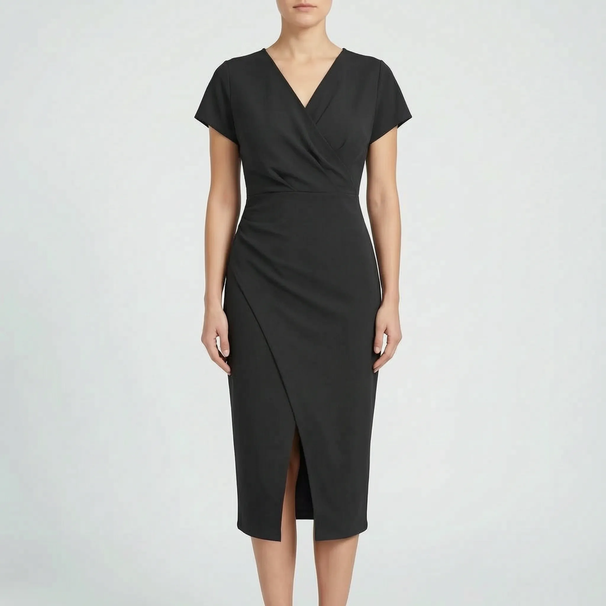 Aveline™ -  Wrap Style Midi Dress -  Wedding Guest Attire
