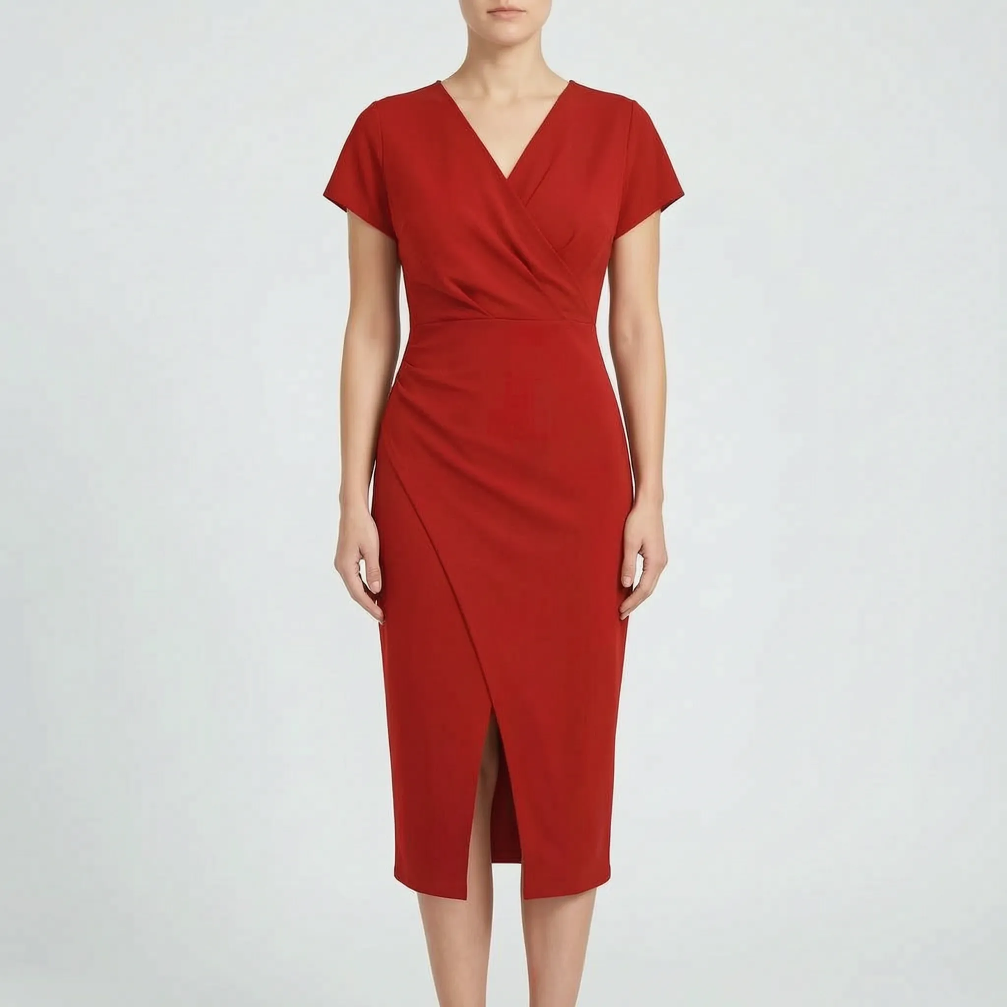 Aveline™ -  Wrap Style Midi Dress -  Wedding Guest Attire