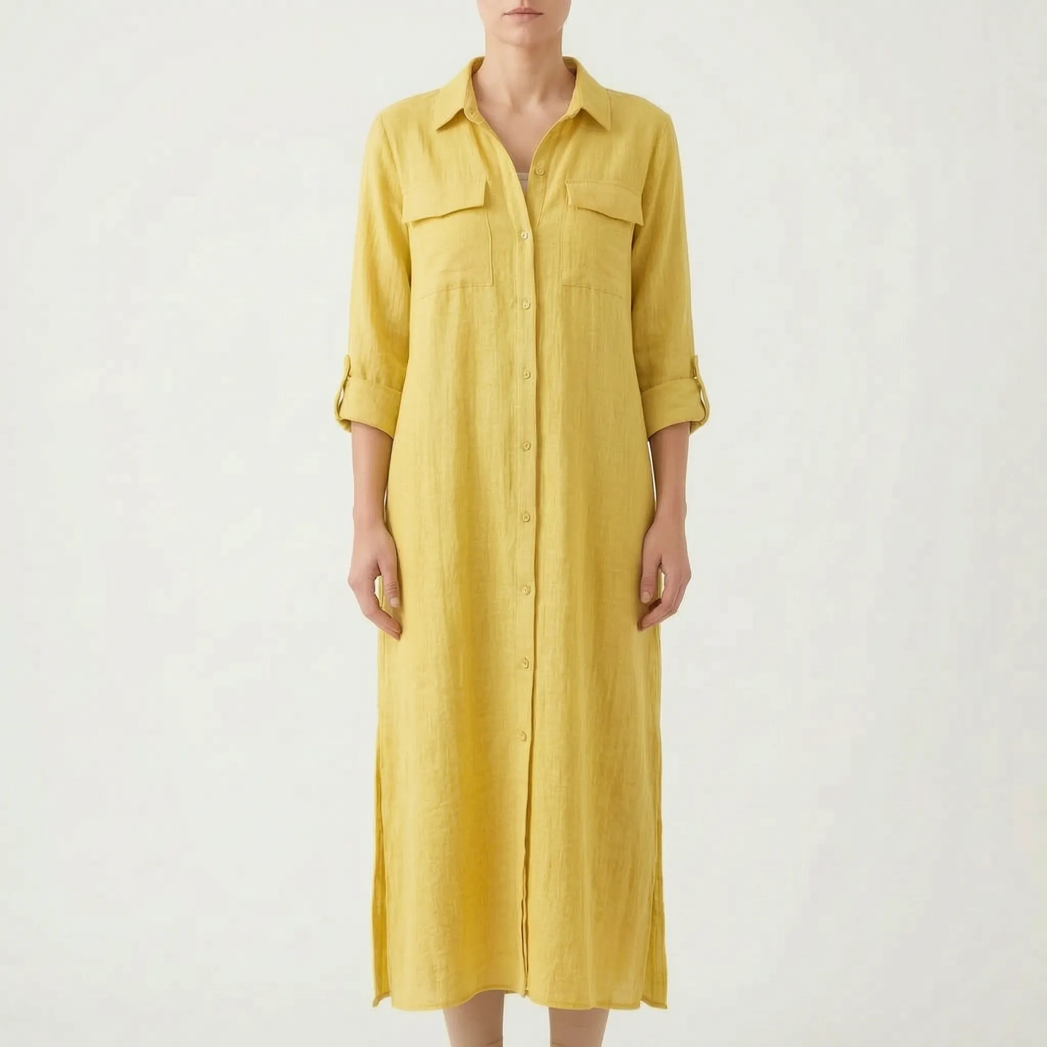 Avelis™ -  Oversized Button Front Shirt Dress -  Warm Weather Wear