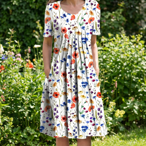 Avenna™ -  Short Sleeve Midi Dress -  Summer Garden Parties