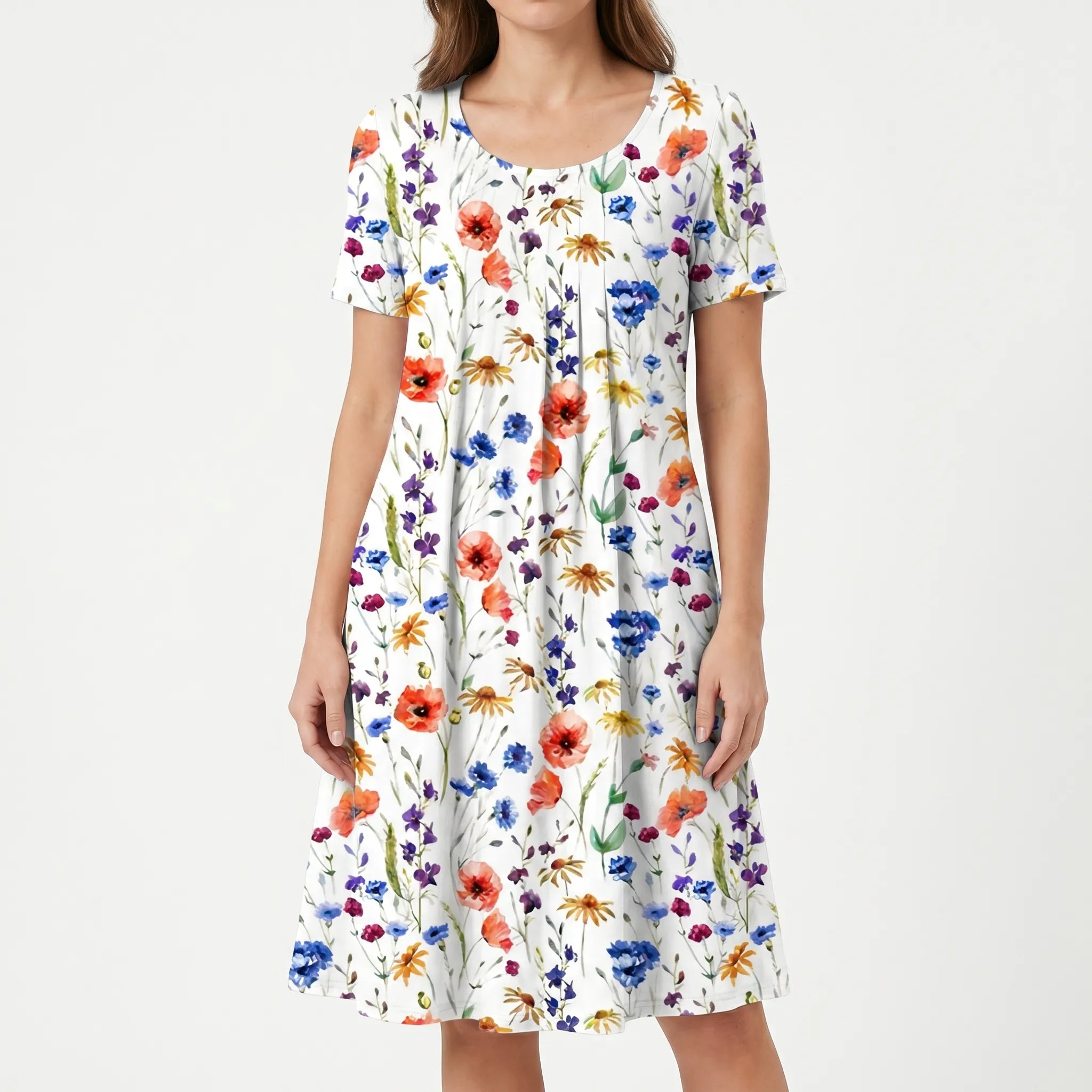 Avenna™ -  Short Sleeve Midi Dress -  Summer Garden Parties