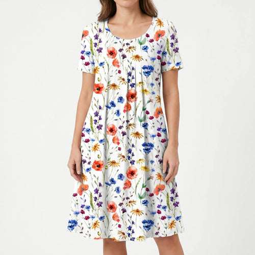 Avenna™ -  Short Sleeve Midi Dress -  Summer Garden Parties